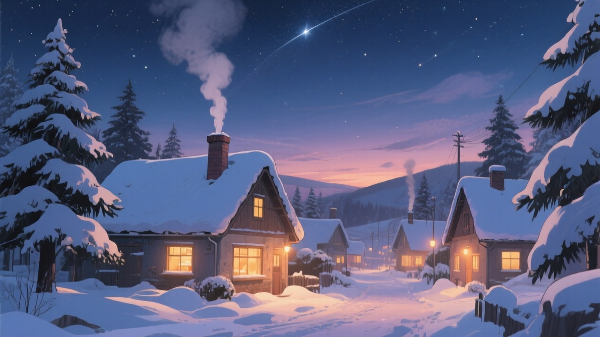 Noche en Pueblo Nevado Fondos de pantalla