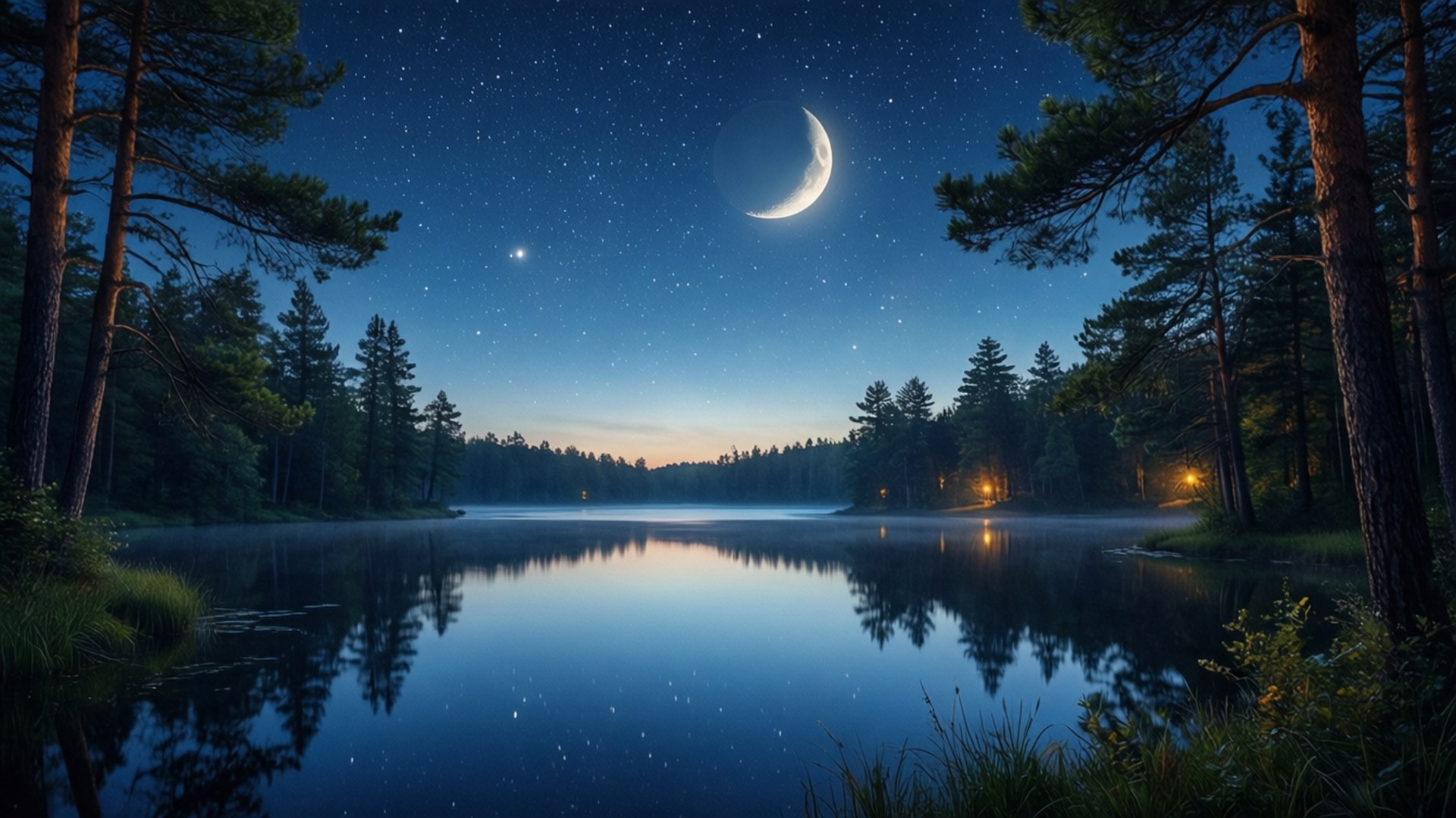 Noche Estrellada en el Lago Fondos de pantalla