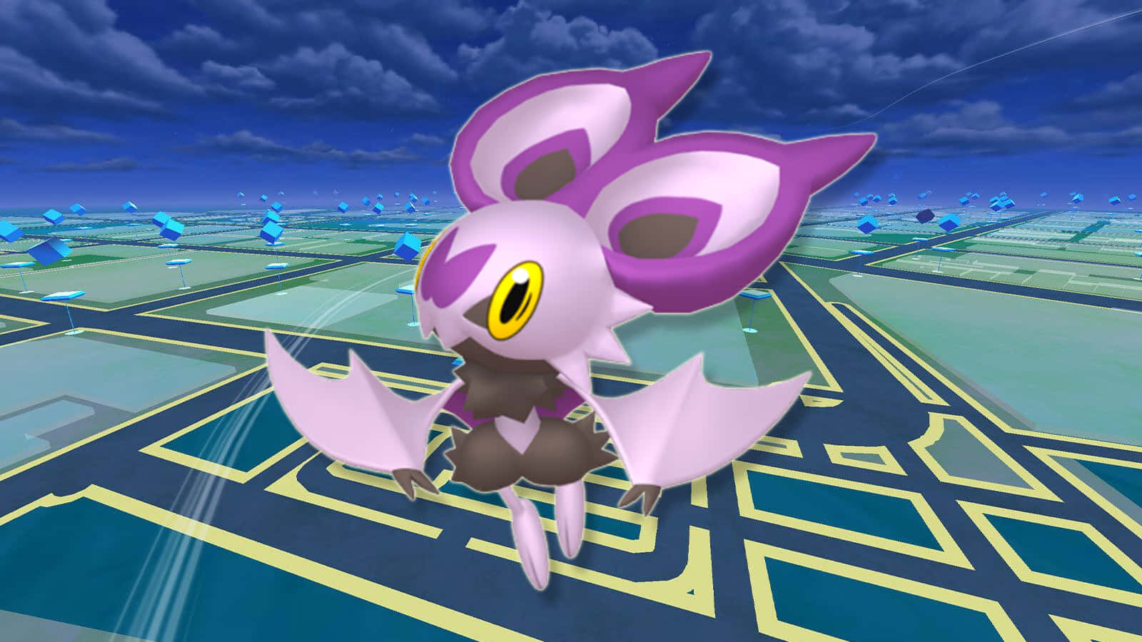 Noibat volando sobre un mapa de juego en un dominio digital Fondos de pantalla