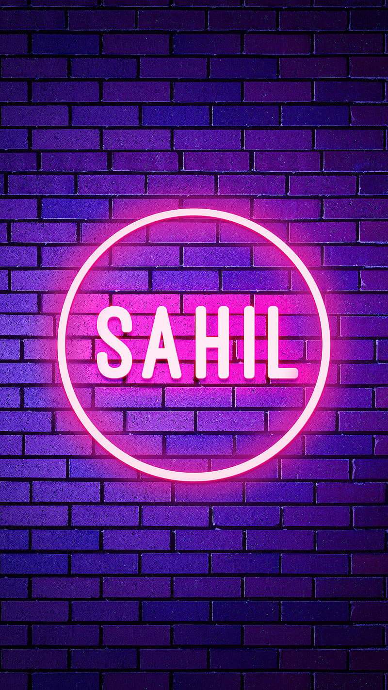 Nombre Sahil en neón brillante Fondos de pantalla