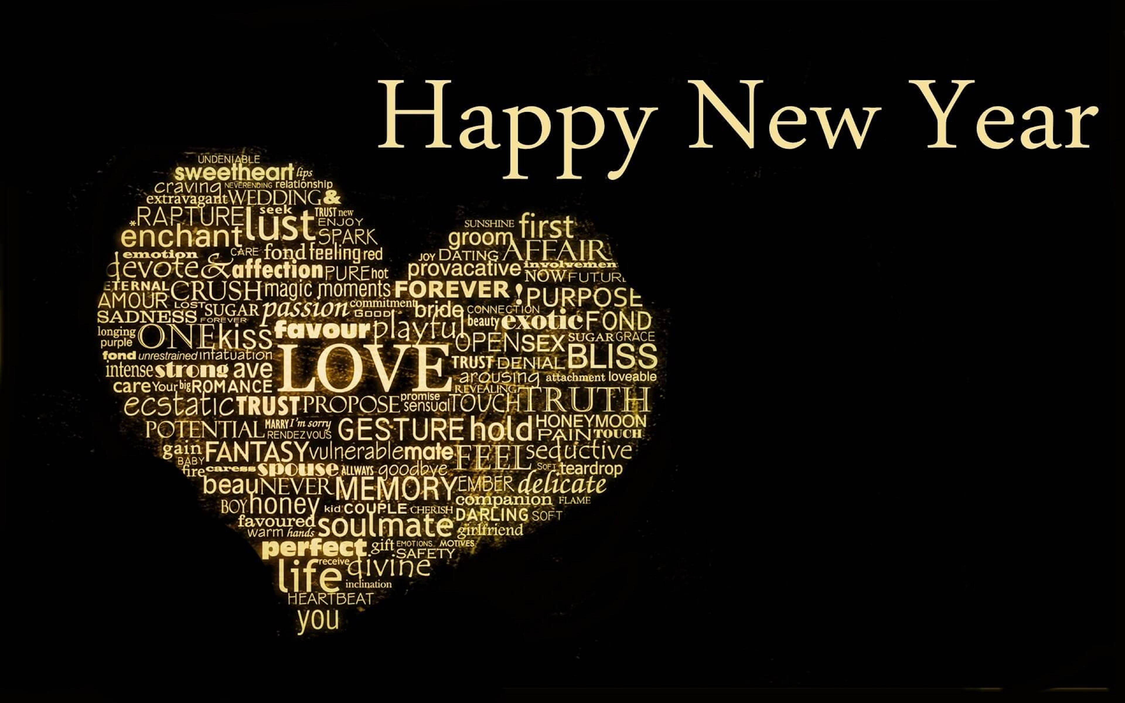 Nube de Palabras Corazón de Año Nuevo Fondos de pantalla