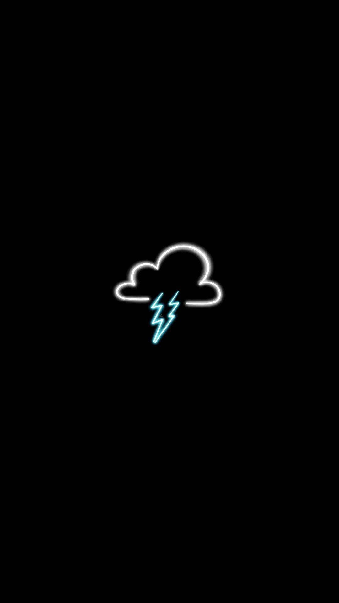Nube y Trueno Negro Estética Neón Fondos de pantalla