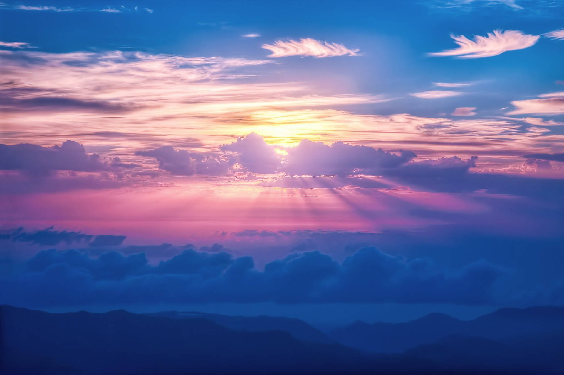 Nubes estéticas y atardecer rosa Fondos de pantalla