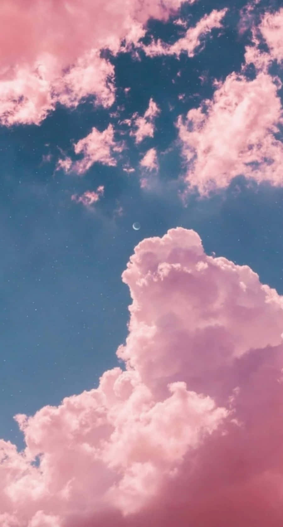 nubes rosas en el cielo con una luna Fondos de pantalla