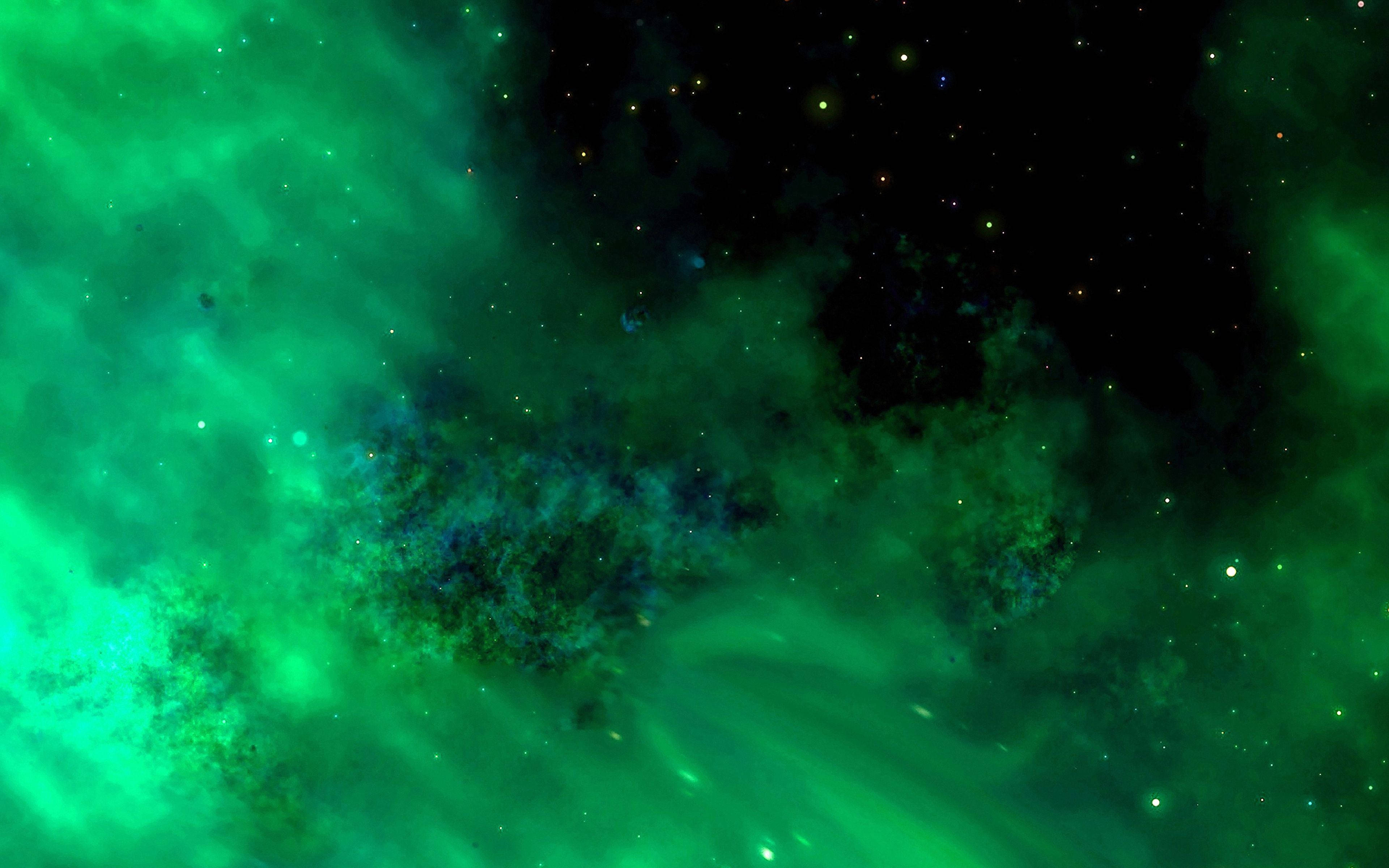 Nubes Verdes y Estrellas en 4K Fondos de pantalla