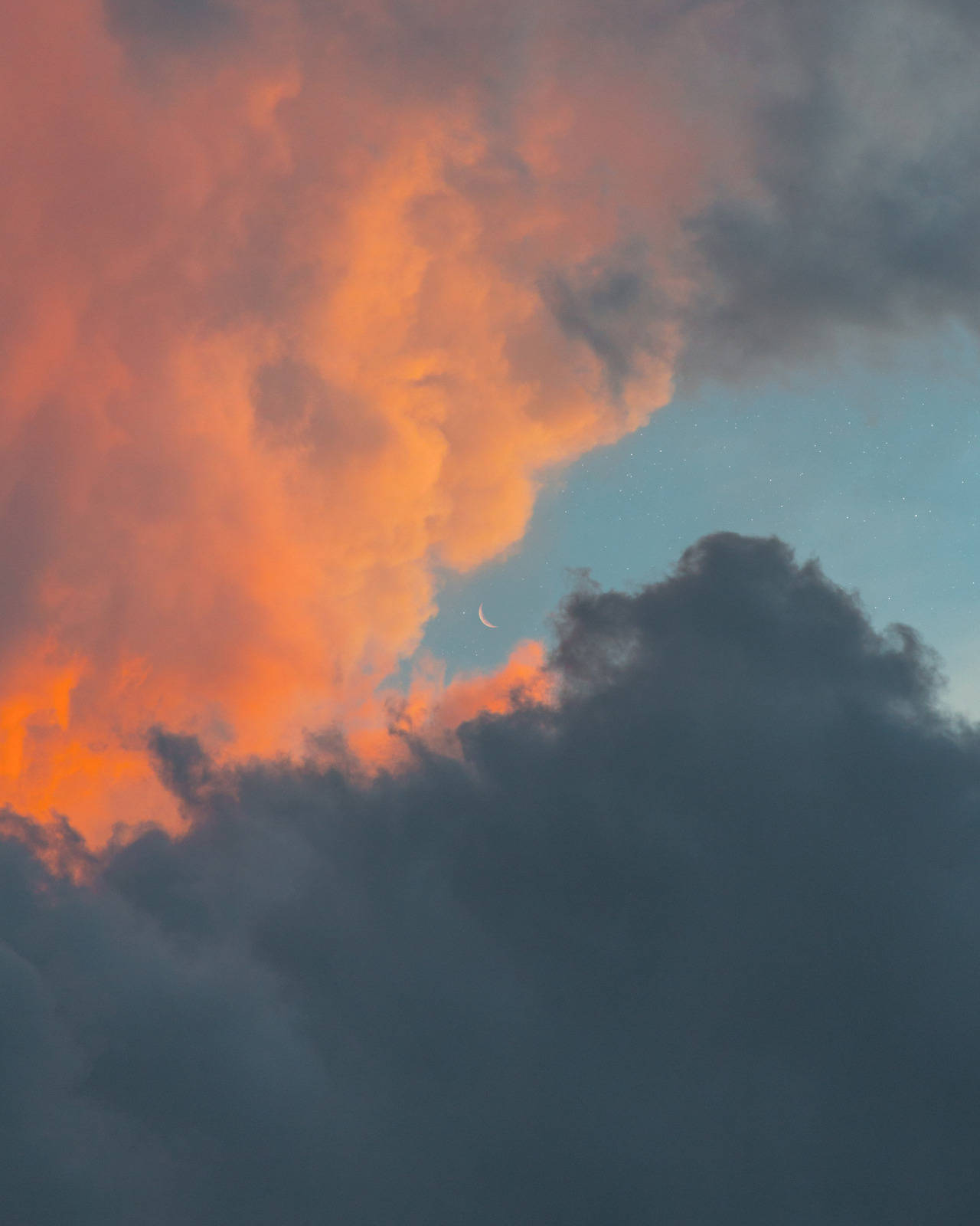 Nubes Vintage Estética Luna Atardecer Fondos de pantalla
