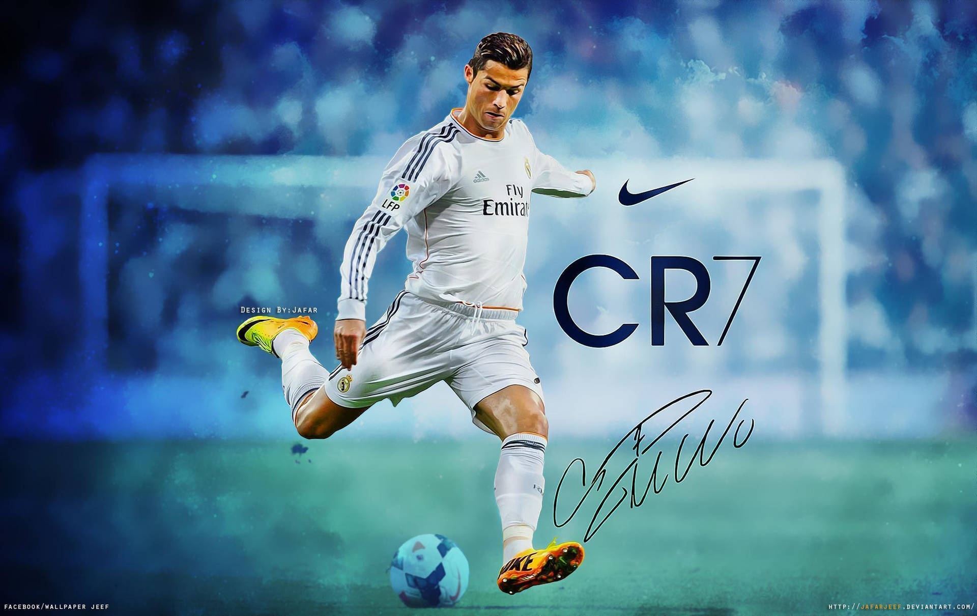 Fondo de pantalla de obra de arte con efecto de pintura de Cristiano Ronaldo.