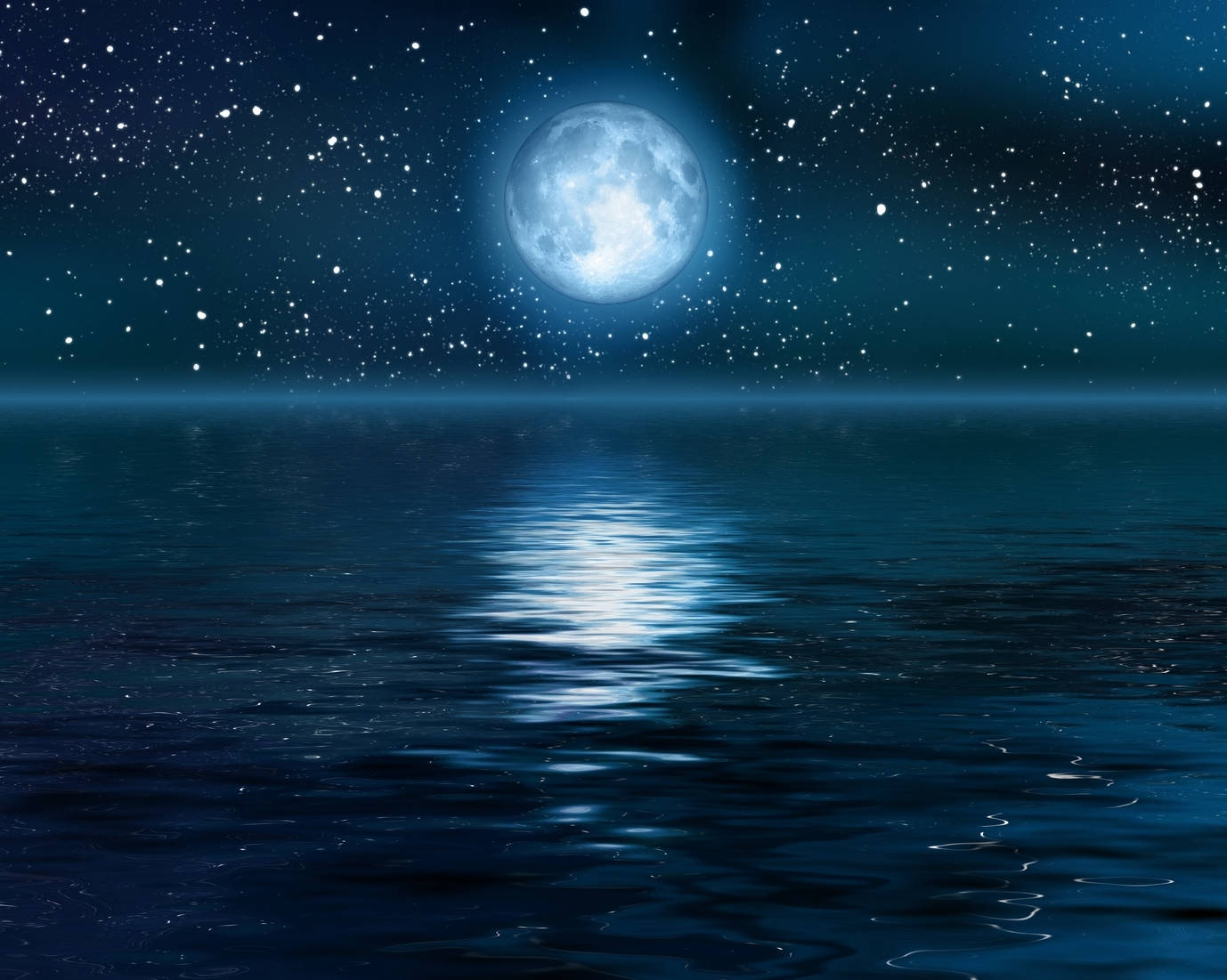 Océano bajo la luna galáctica Fondos de pantalla