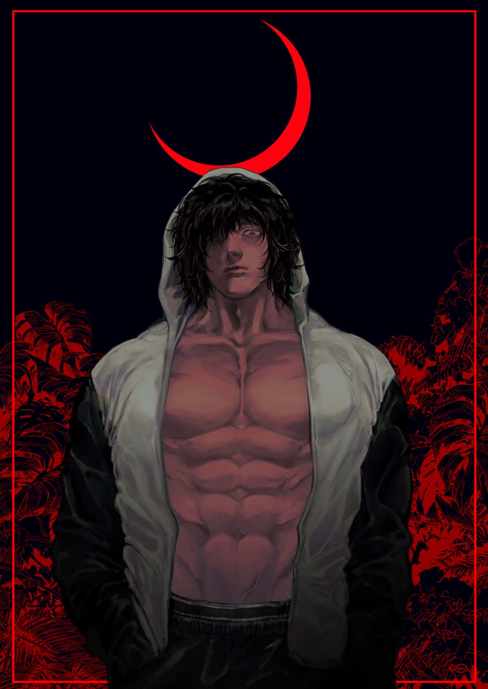 Ohma Tokita Rojo Sobre Luna Creciente Roja Fondos de pantalla