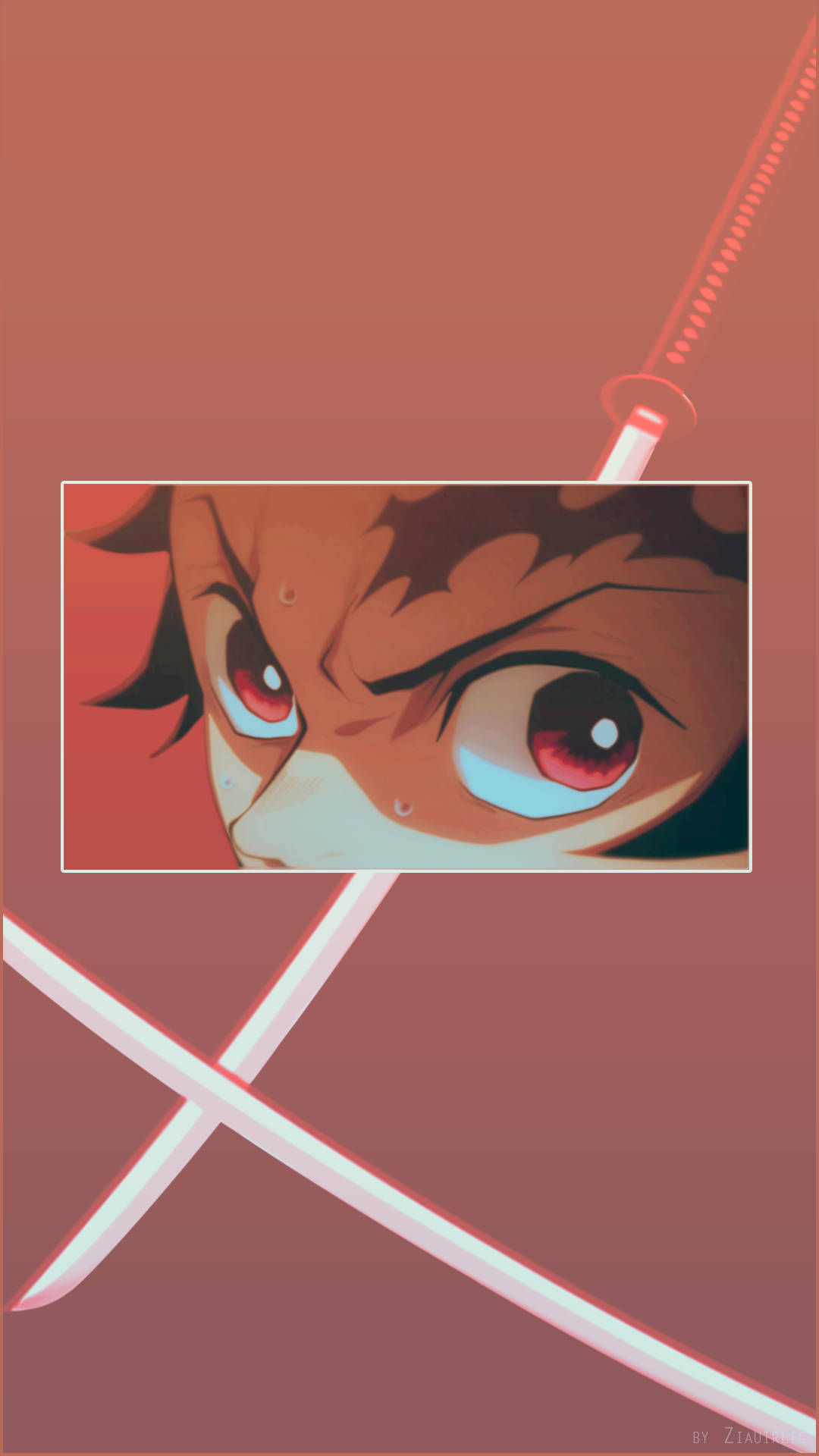 Ojos y espada estéticos de Tanjiro Fondos de pantalla