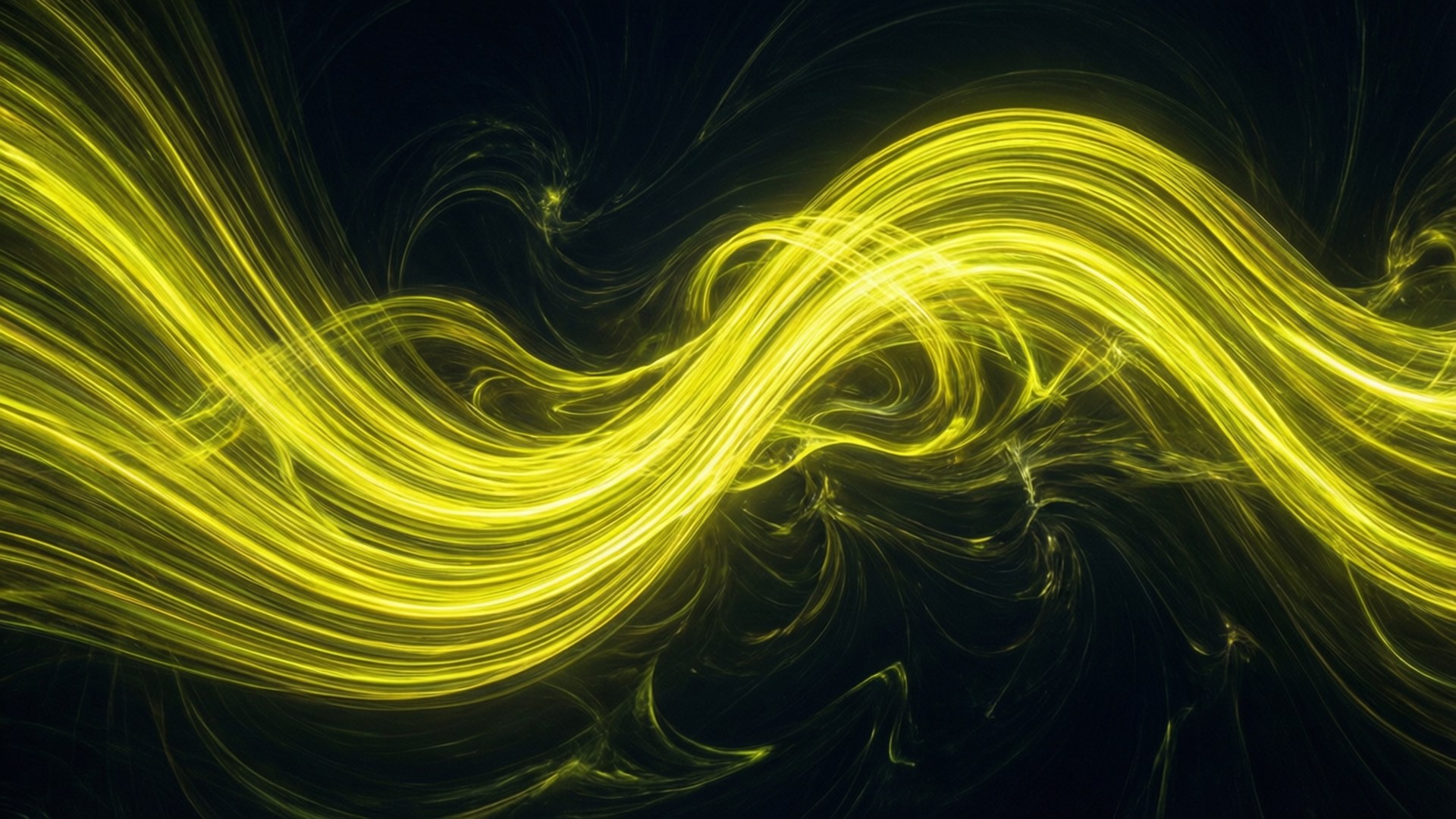 Ola abstracta de neón amarillo Fondos de pantalla