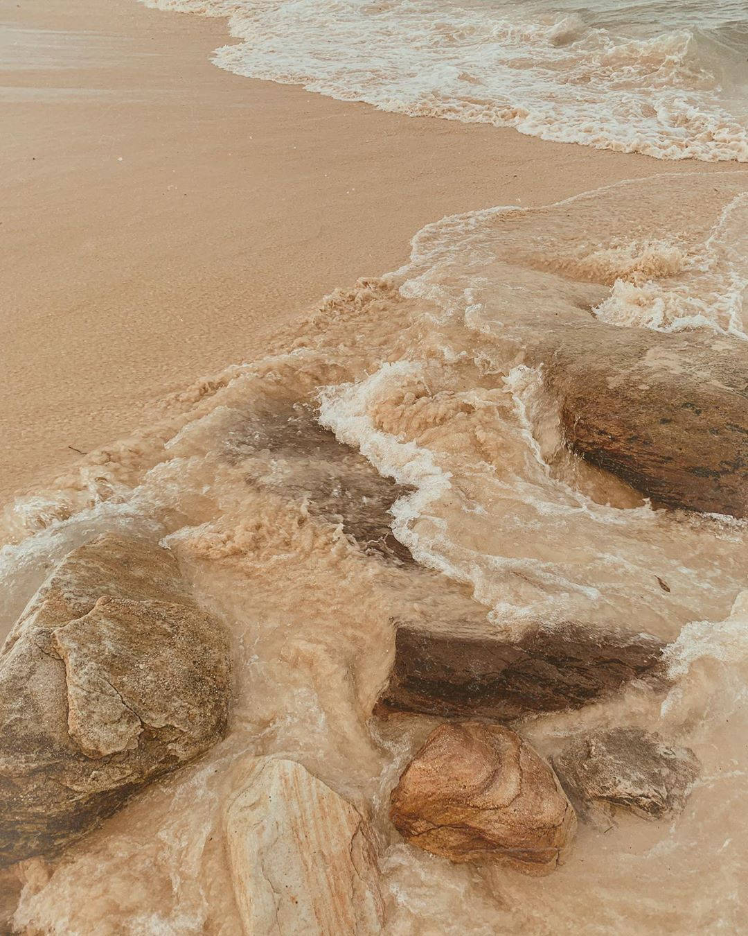 Ola estética beige en la orilla del mar Fondos de pantalla