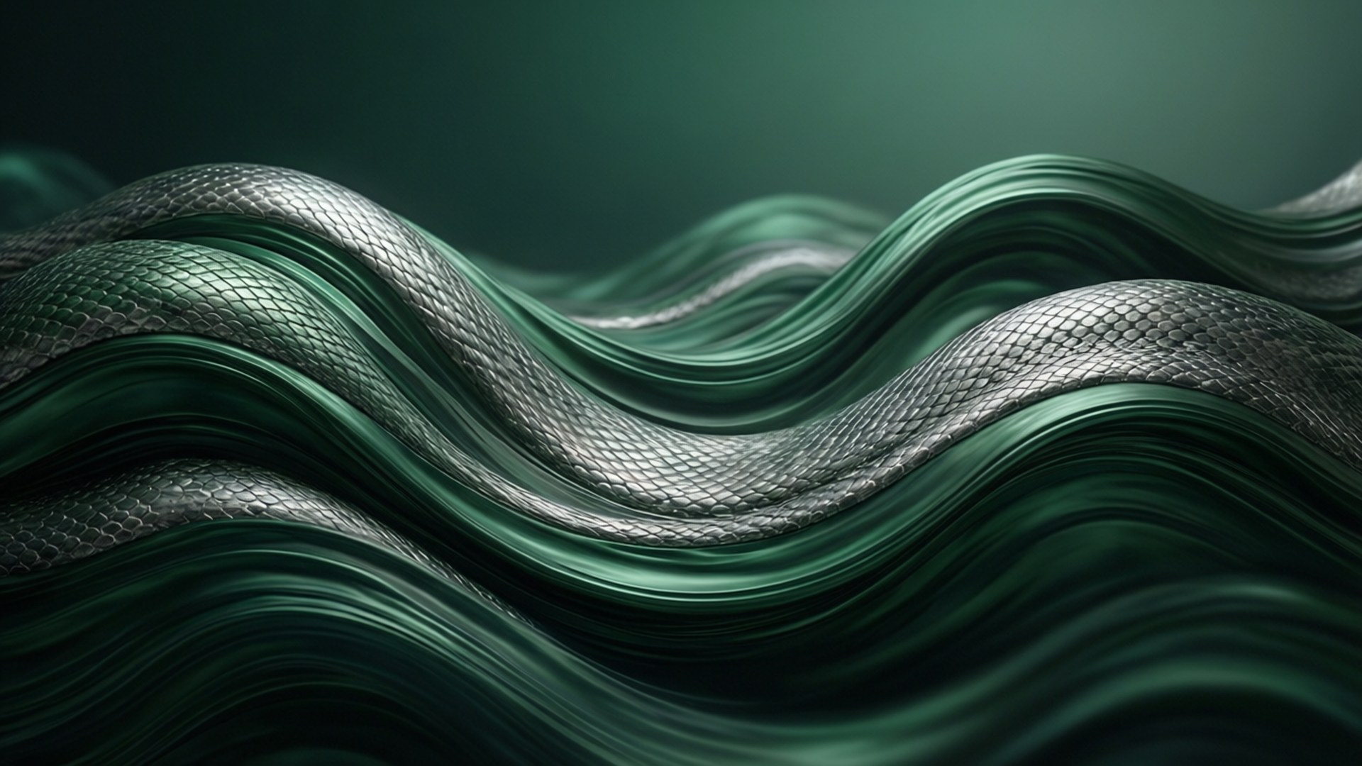 Olas Abstractas Verde Plata Fondos de pantalla