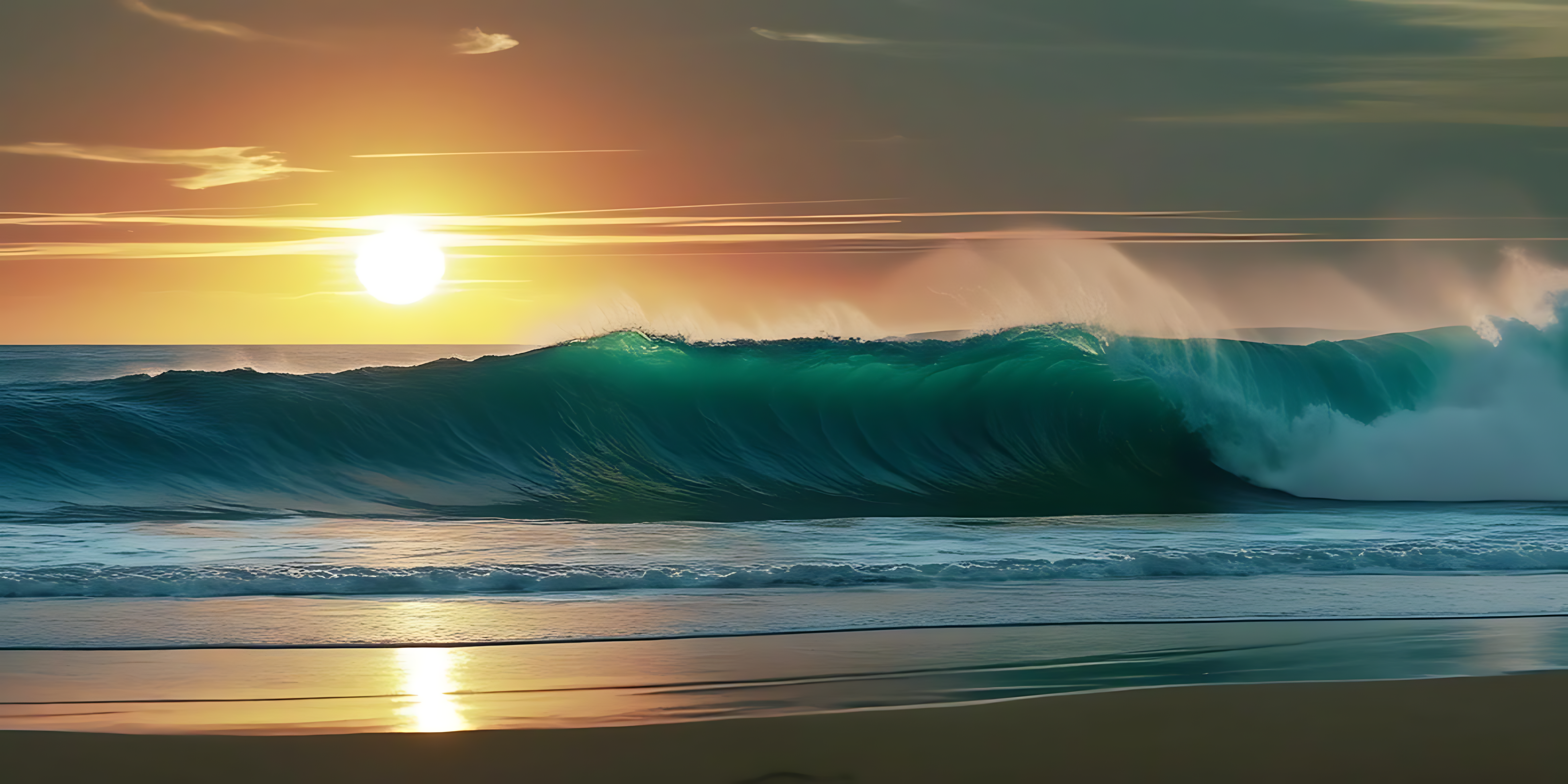 Olas del Mar al Atardecer Fondos de pantalla