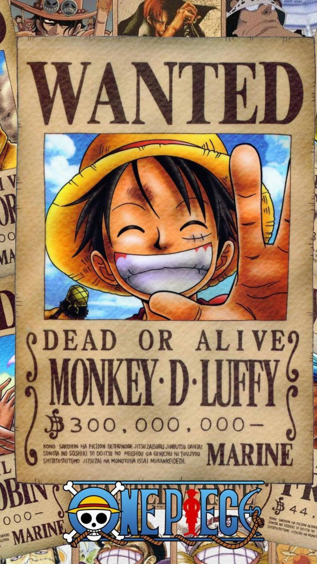 Fondo de pantalla One Piece 4K cartel de se busca de Luffy