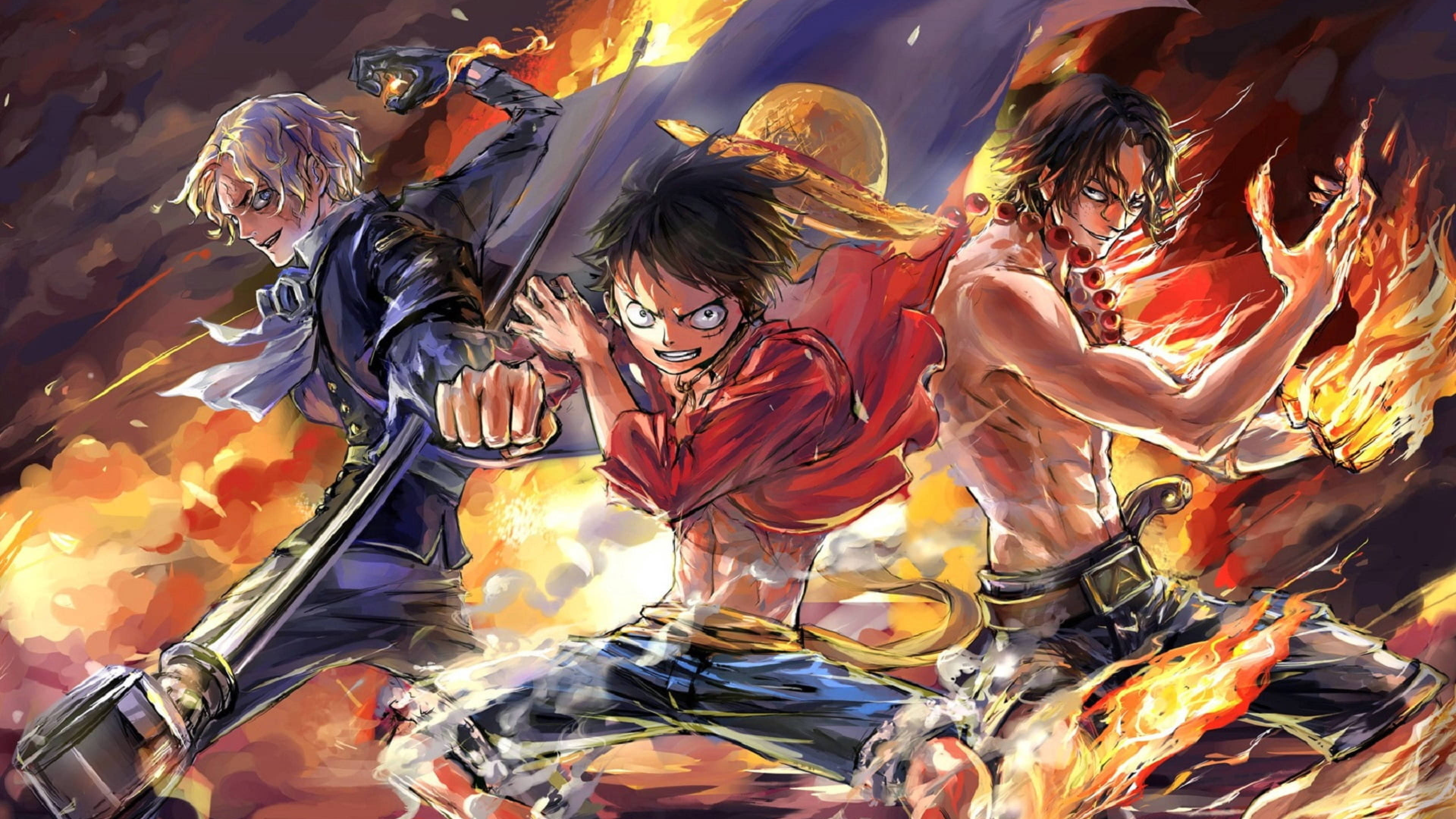 One Piece 4K Luffy, Sabo y Ace Fondos de pantalla