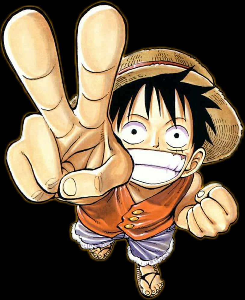 One Piece Luffy en pose de victoria Fondos de pantalla