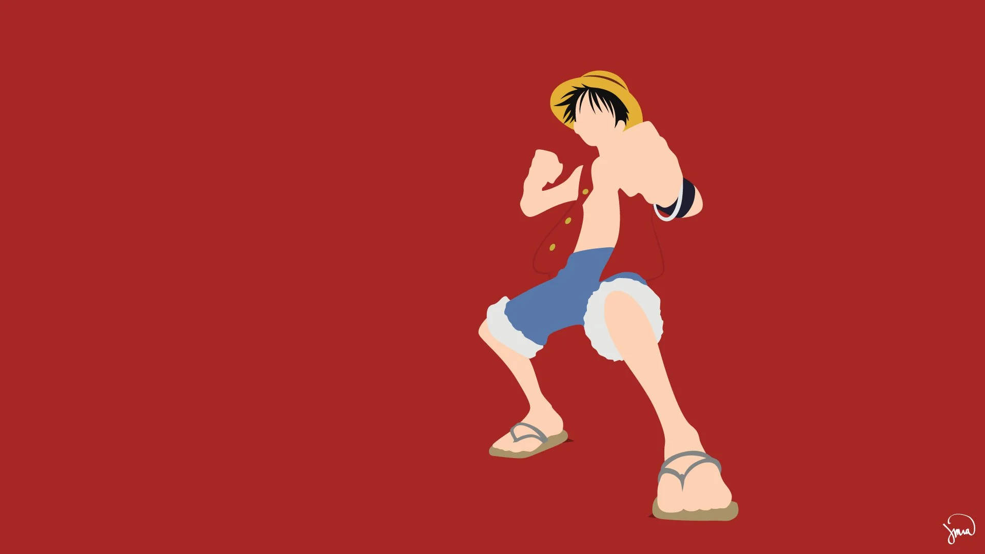 One Piece Rojo Minimalista para iPhone Fondos de pantalla