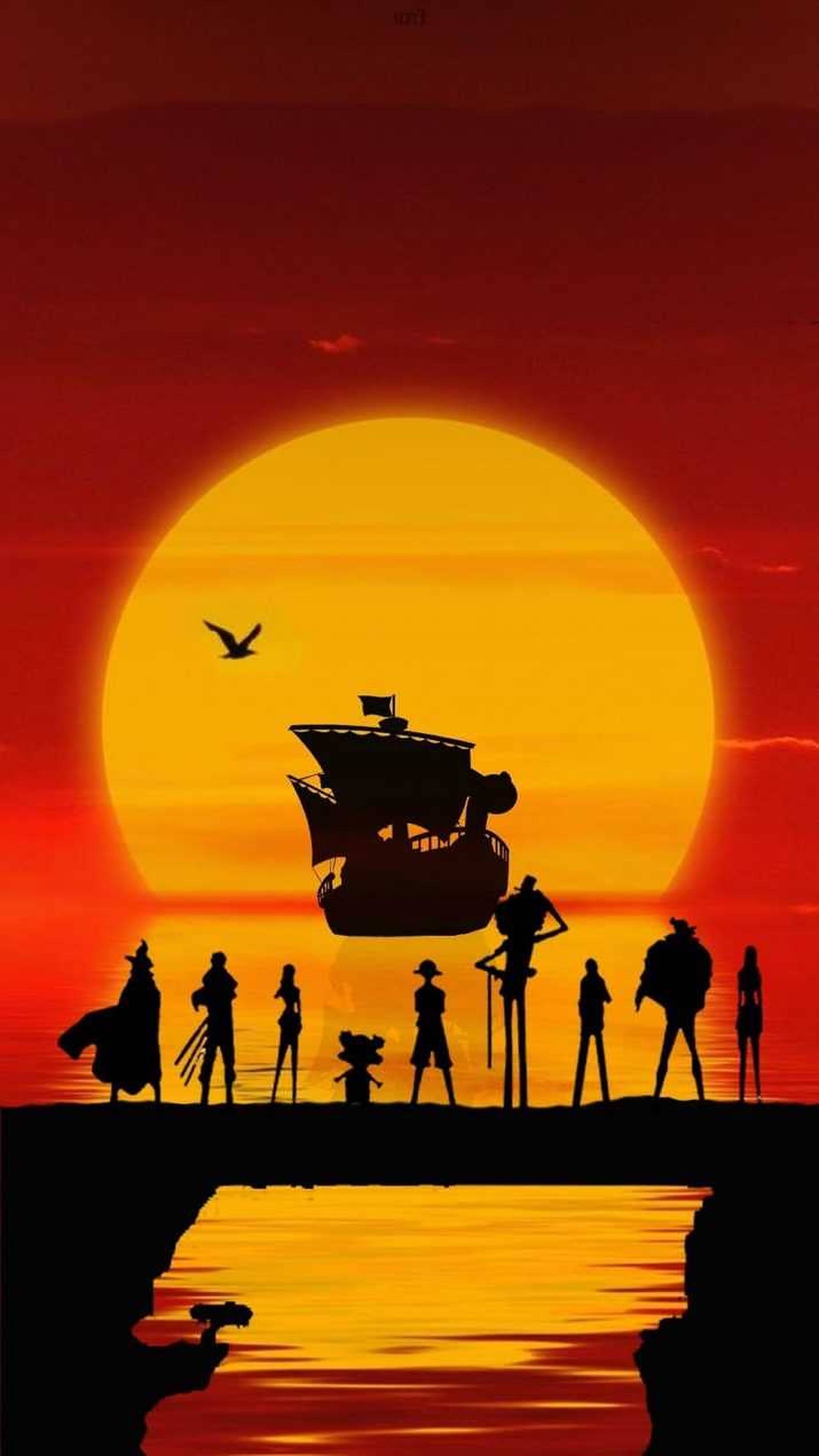 One Piece Silueta Atardecer iPhone Fondos de pantalla