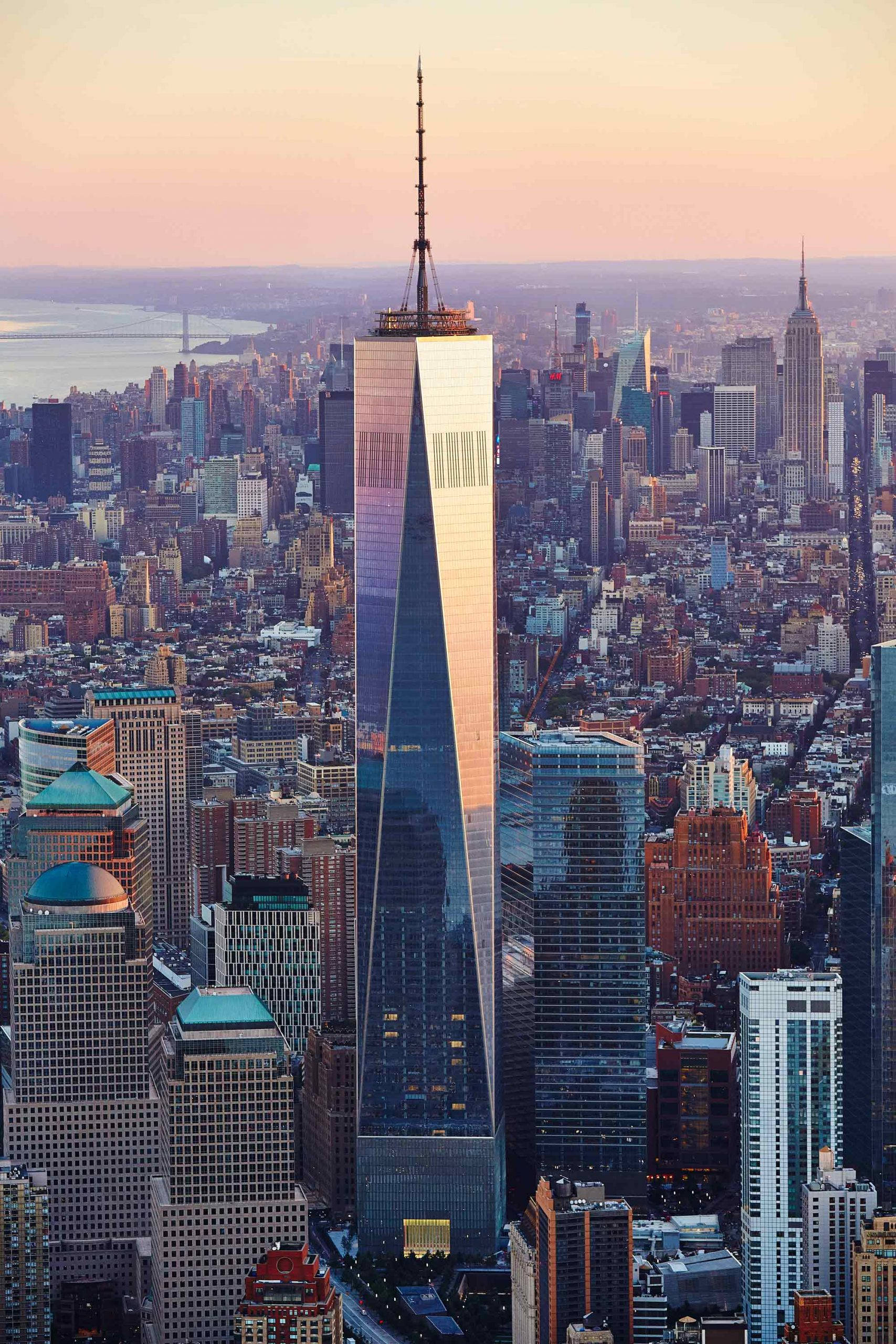 One World Trade Center rosa y azul Fondos de pantalla