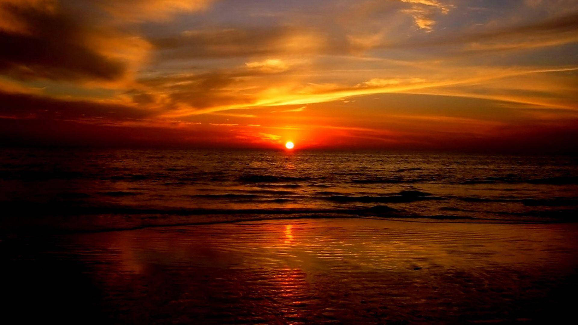 Oscuro Océano Atardecer Playa Fondos de pantalla