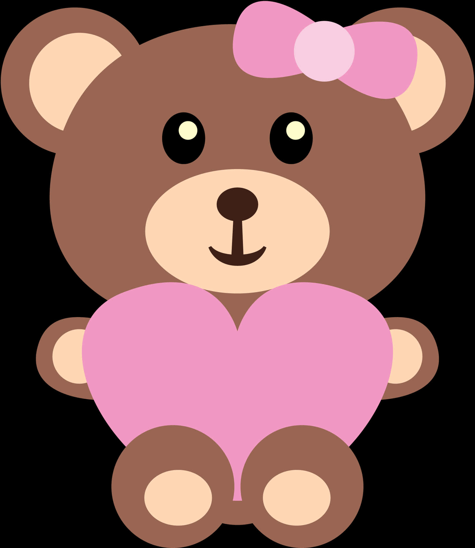 Osito de peluche marrón lindo con corazón rosa Fondos de pantalla