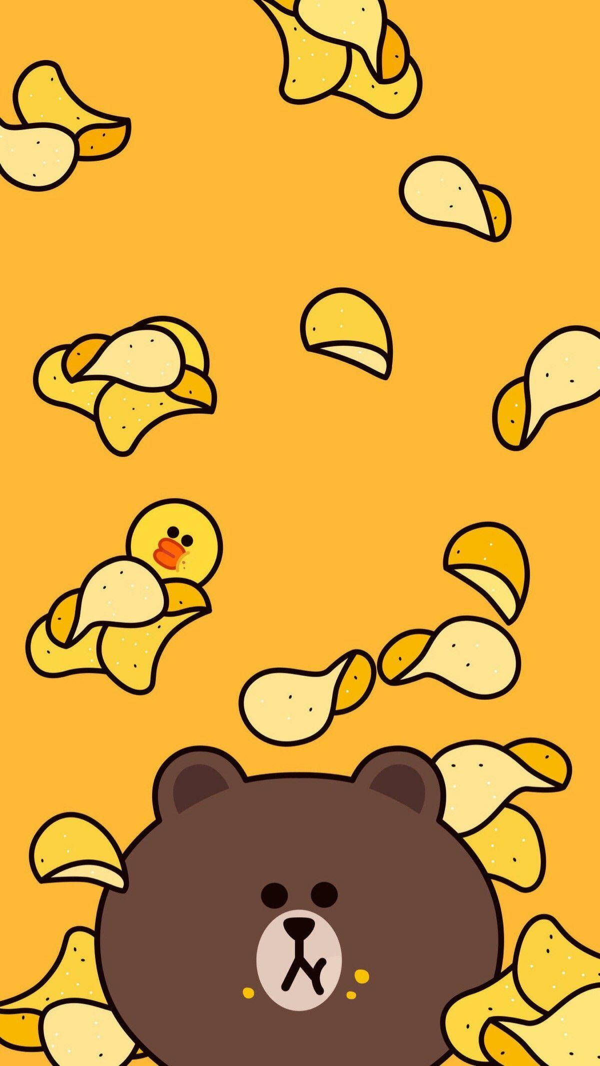 Oso coreano comiendo papas fritas Fondos de pantalla