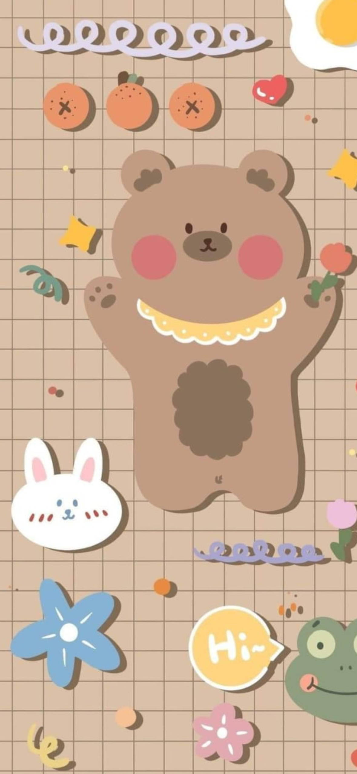 Oso coreano en cuadrícula marrón Fondos de pantalla