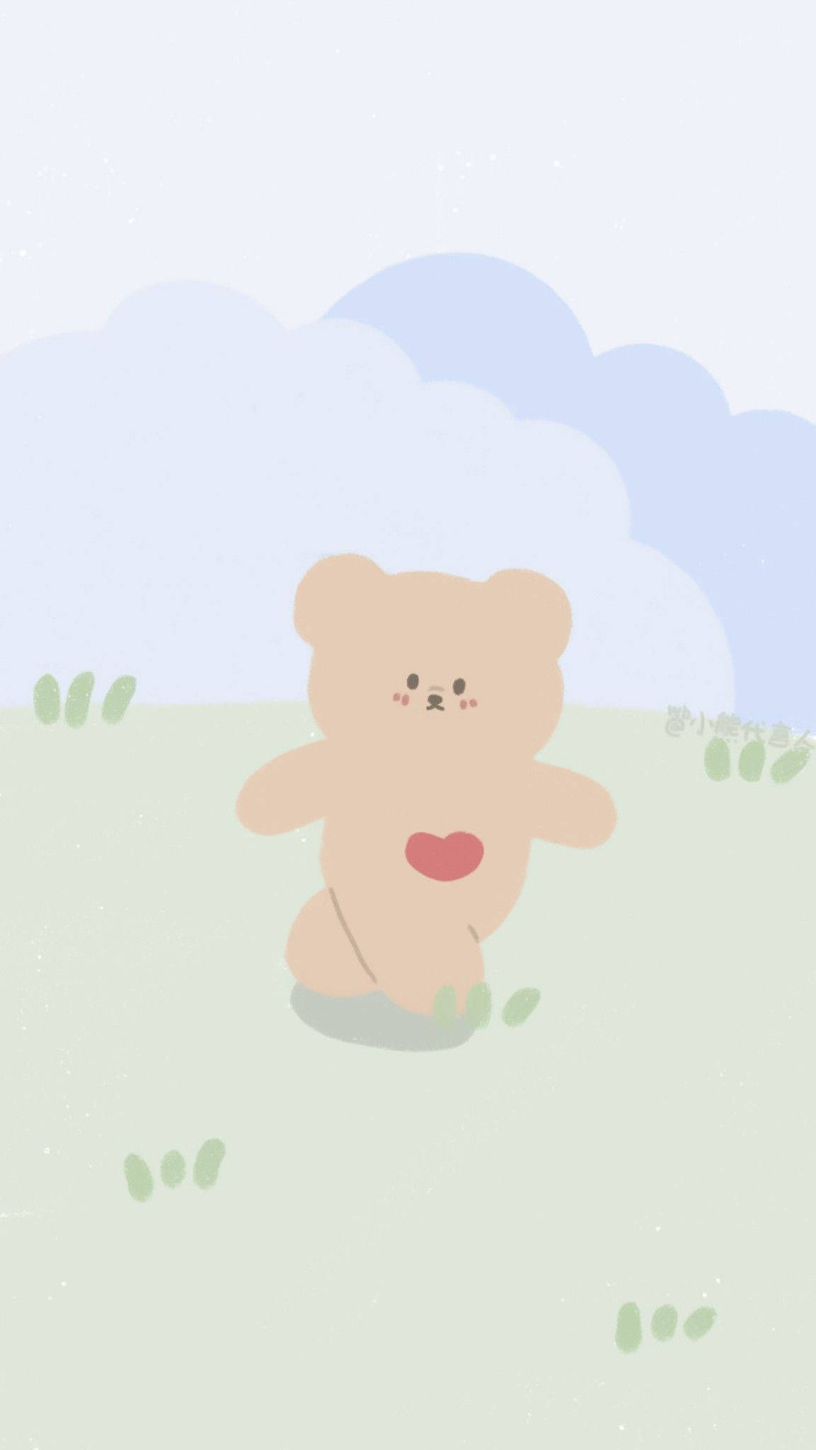 Oso coreano en un campo verde Fondos de pantalla