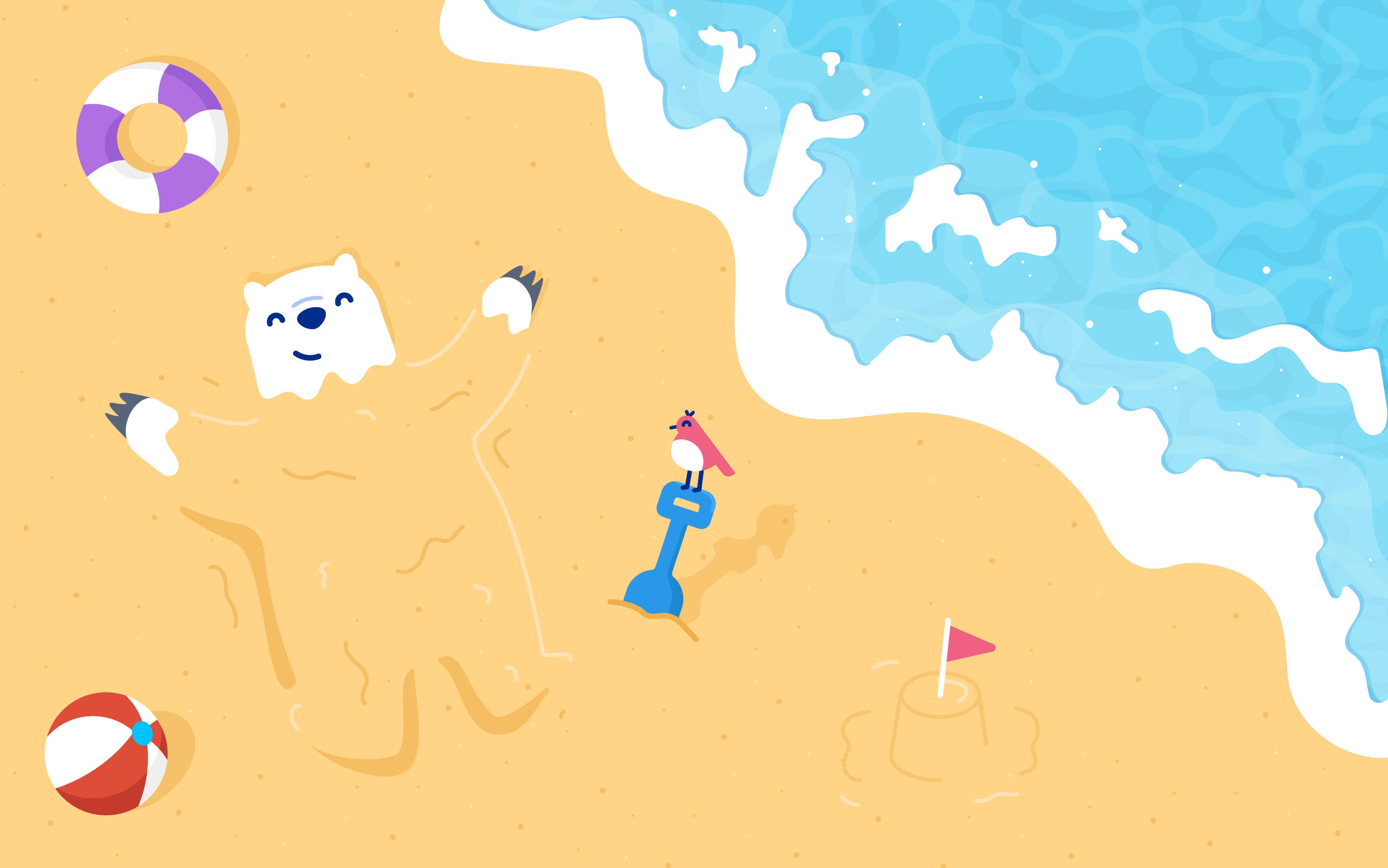 Oso estético lindo en la playa para computadora Fondos de pantalla