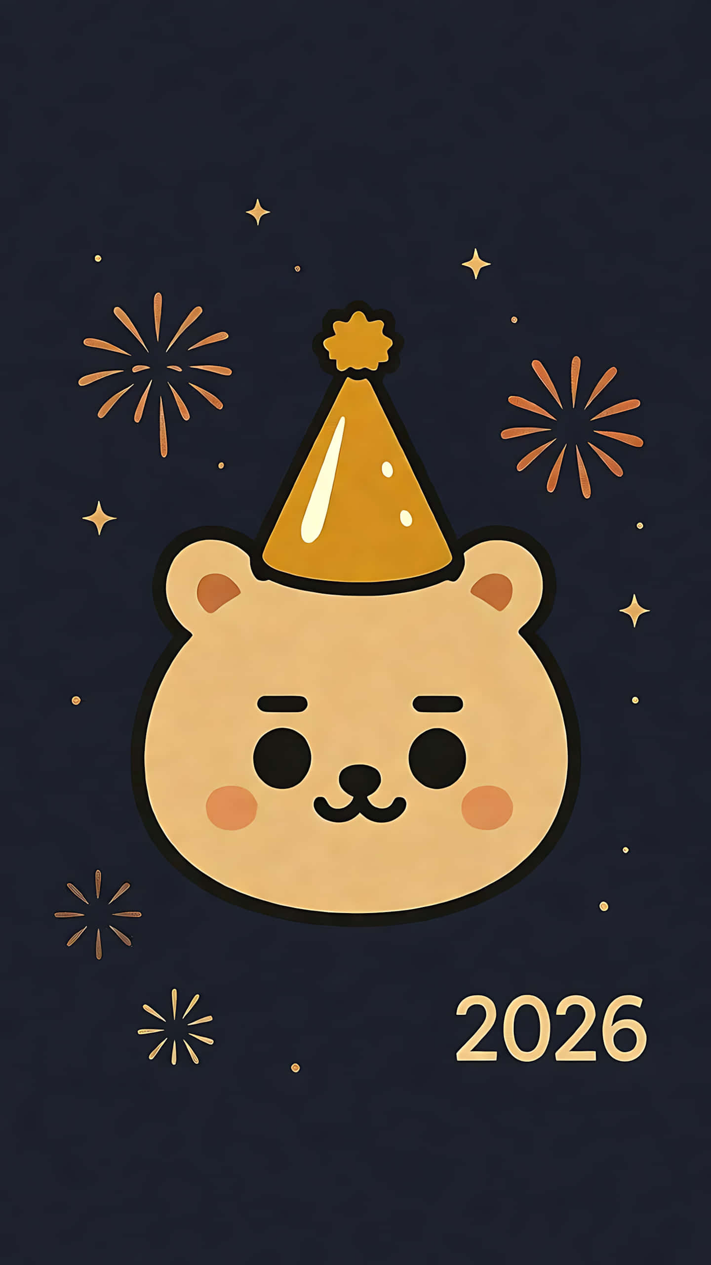 Oso lindo con gorro de fiesta celebra el Año Nuevo 2026 Fondos de pantalla