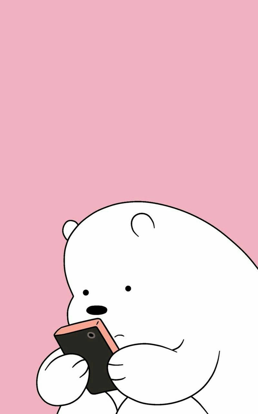 Oso Polar Caricatura Usando su Celular Fondos de pantalla