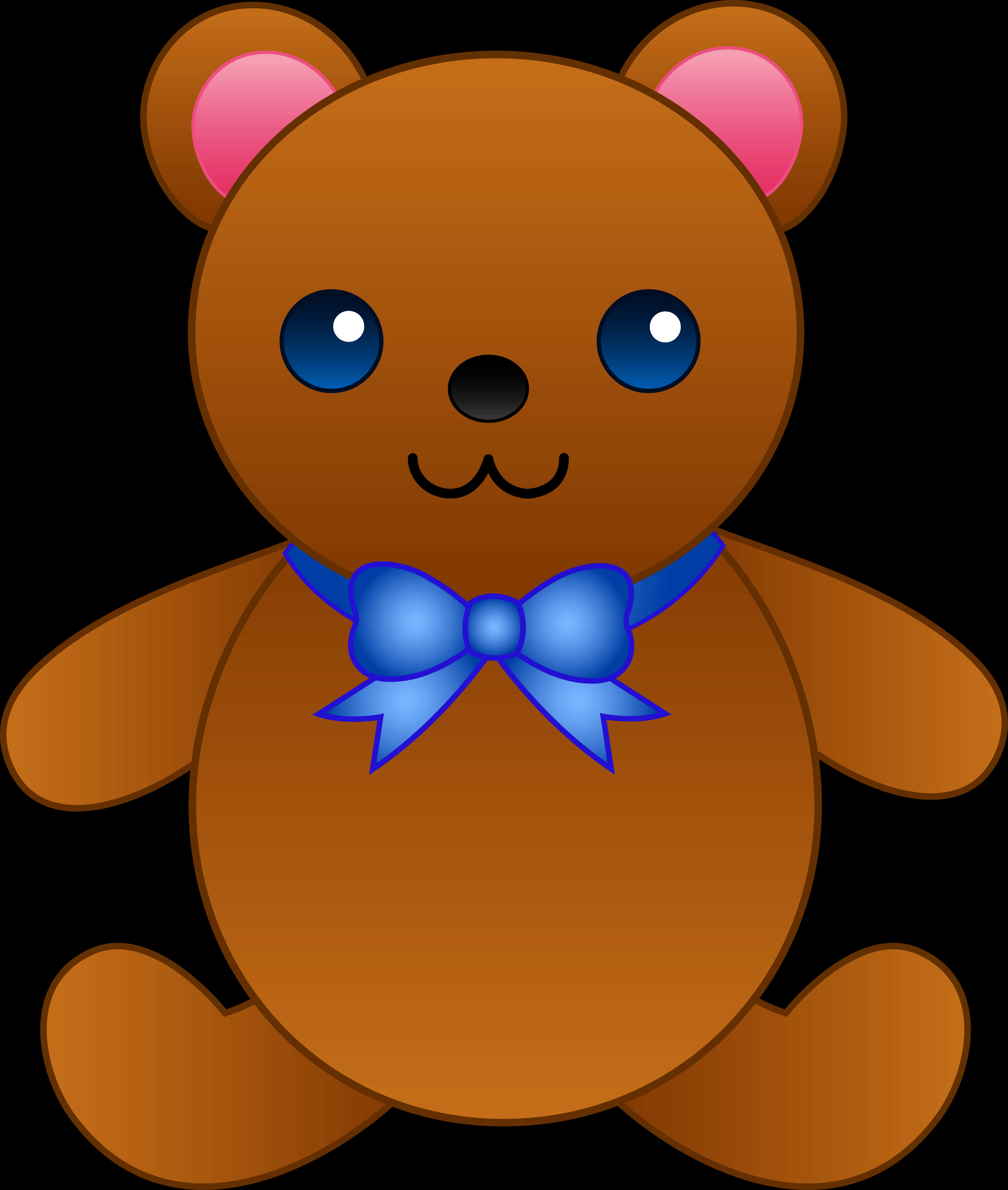 Oso Teddy de dibujos animados lindo con moño azul Fondos de pantalla