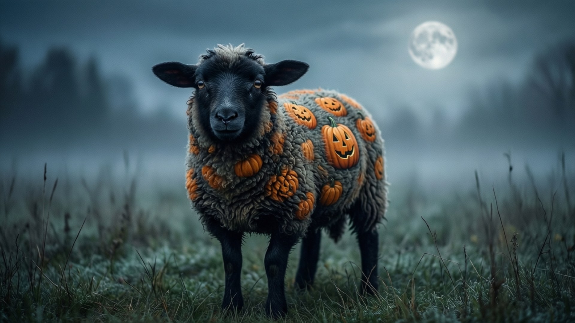 Oveja Calabaza en la Niebla Fondos de pantalla