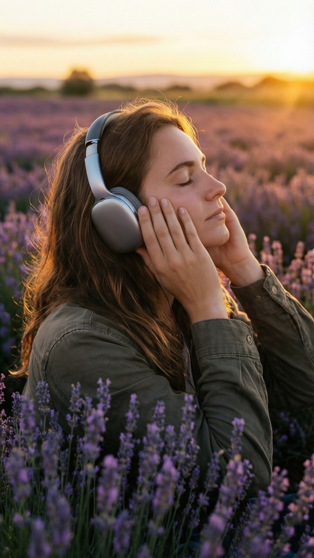 Oyente del Atardecer Lavanda Fondos de pantalla