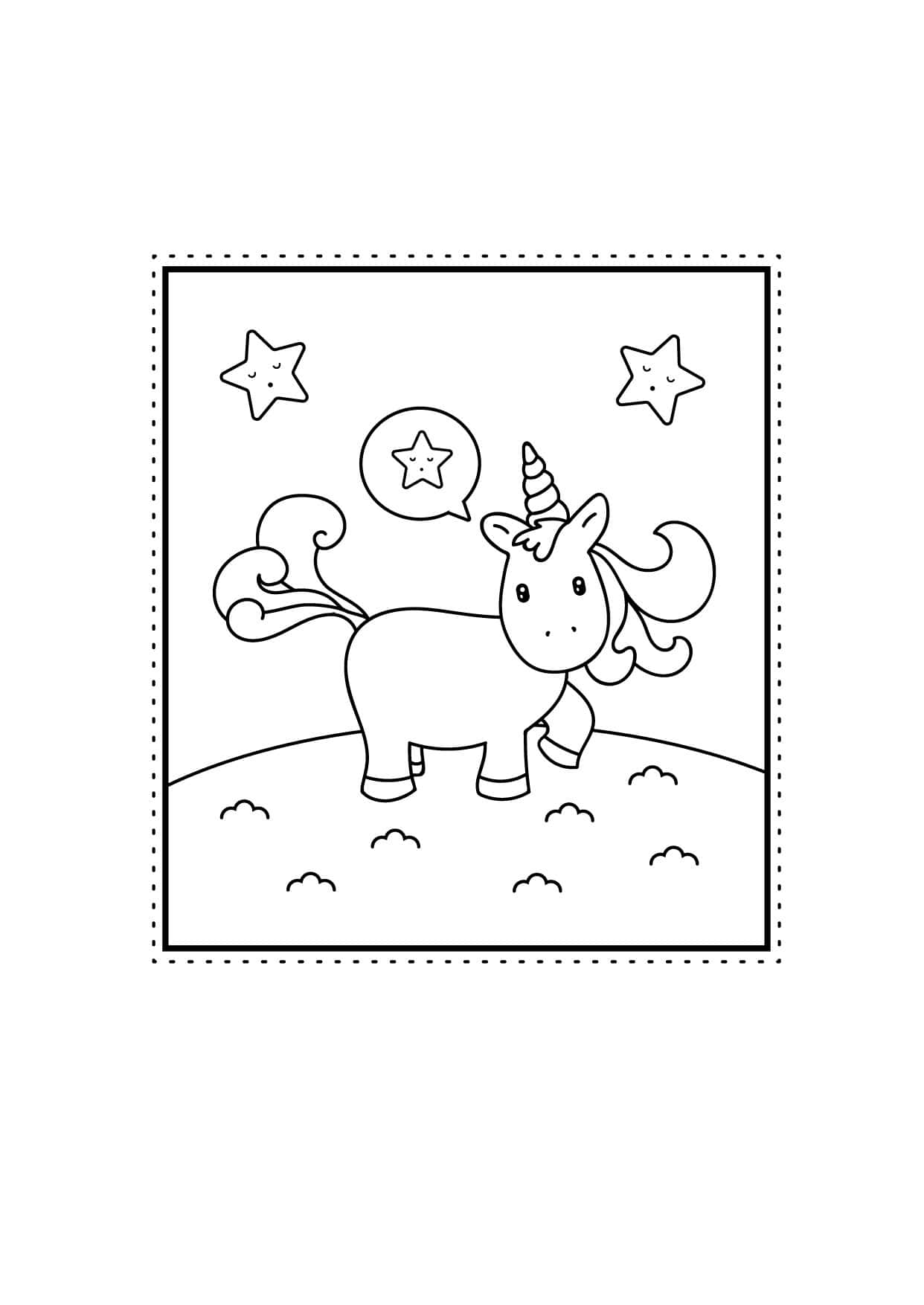 Página para Colorear de Unicornio con Estrellas Fondos de pantalla