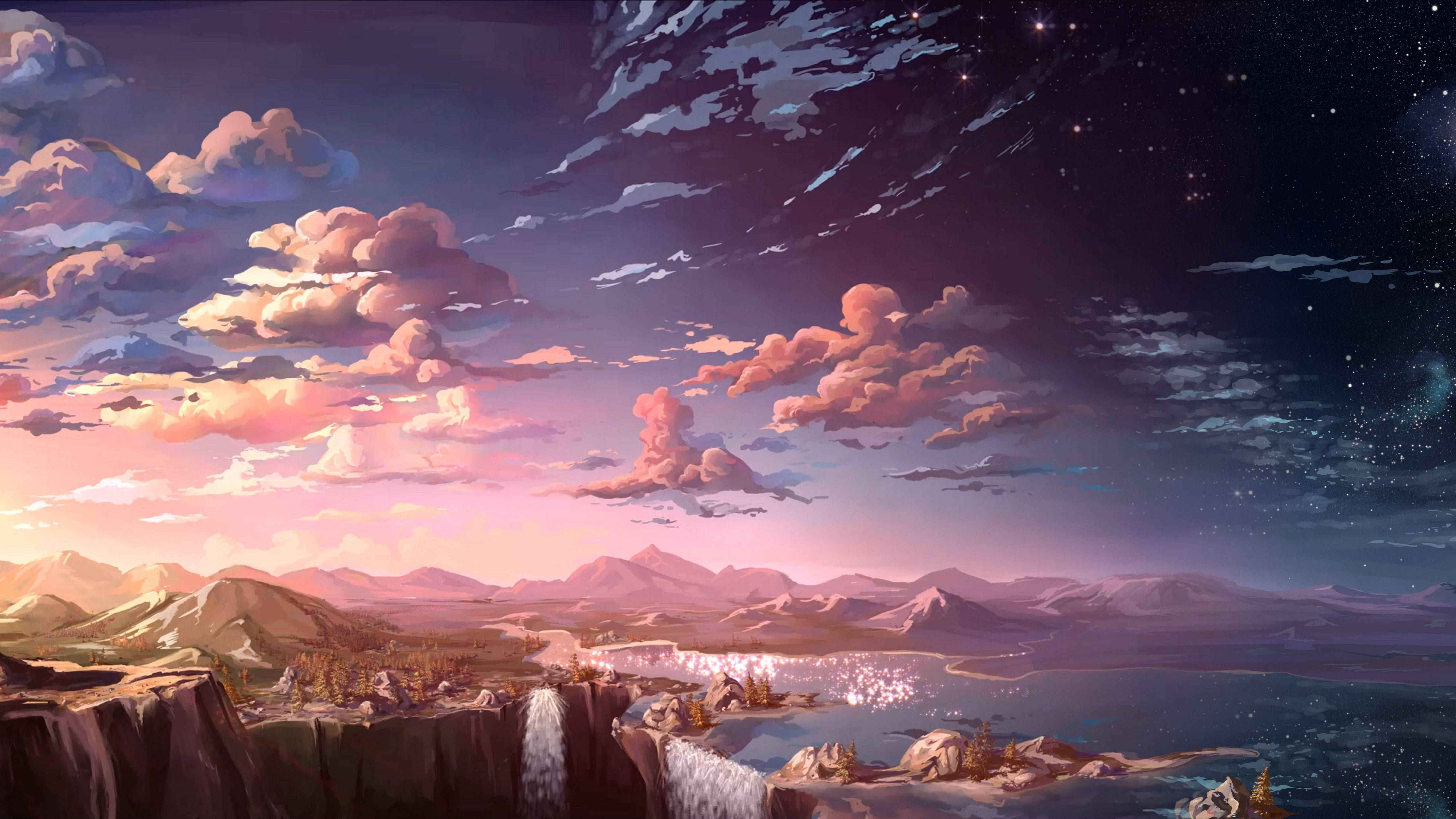 Paisaje Anime Cielo Nocturno Fondos de pantalla