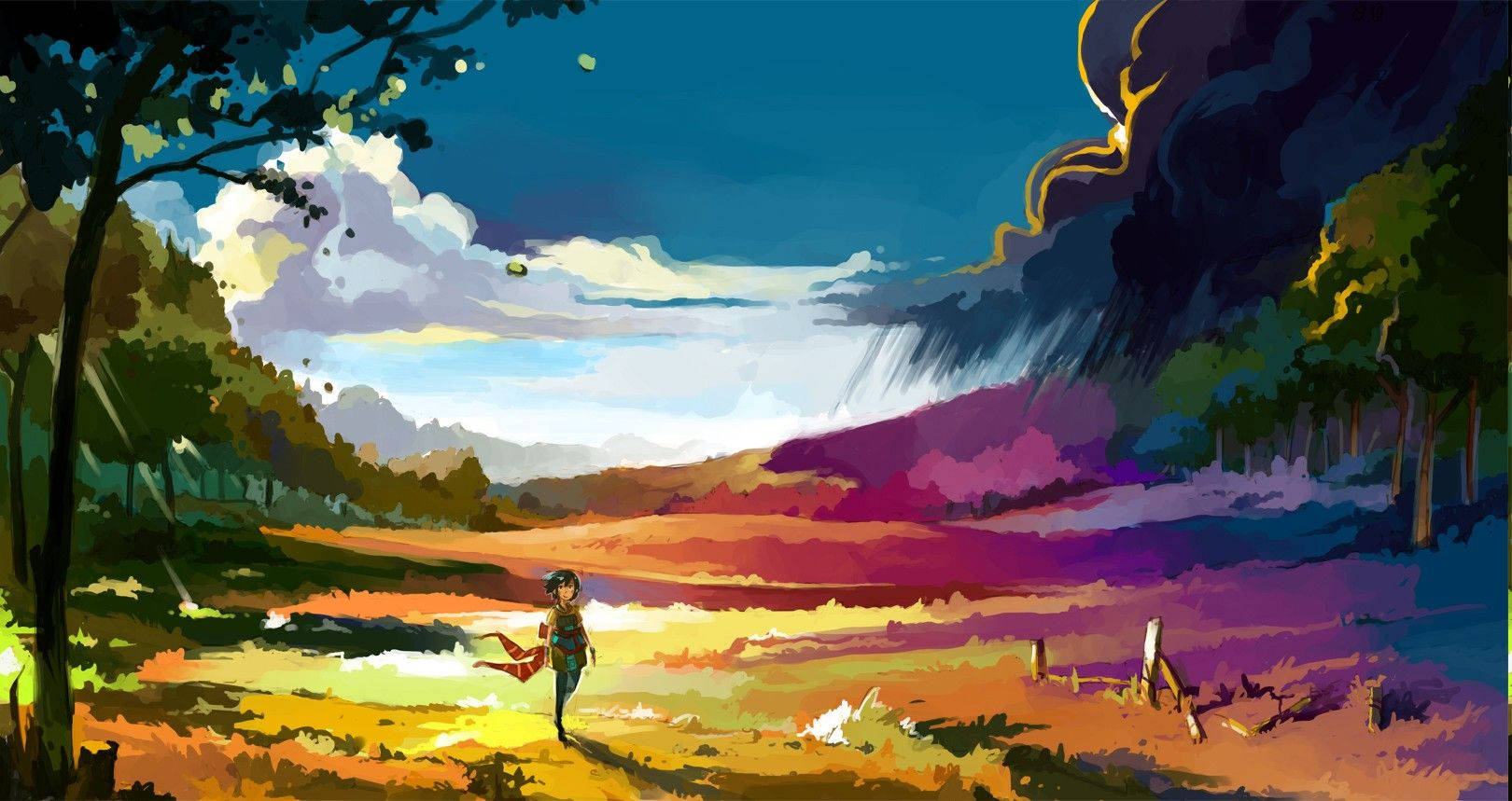 Paisaje Anime Colorido de Pradera Fondos de pantalla