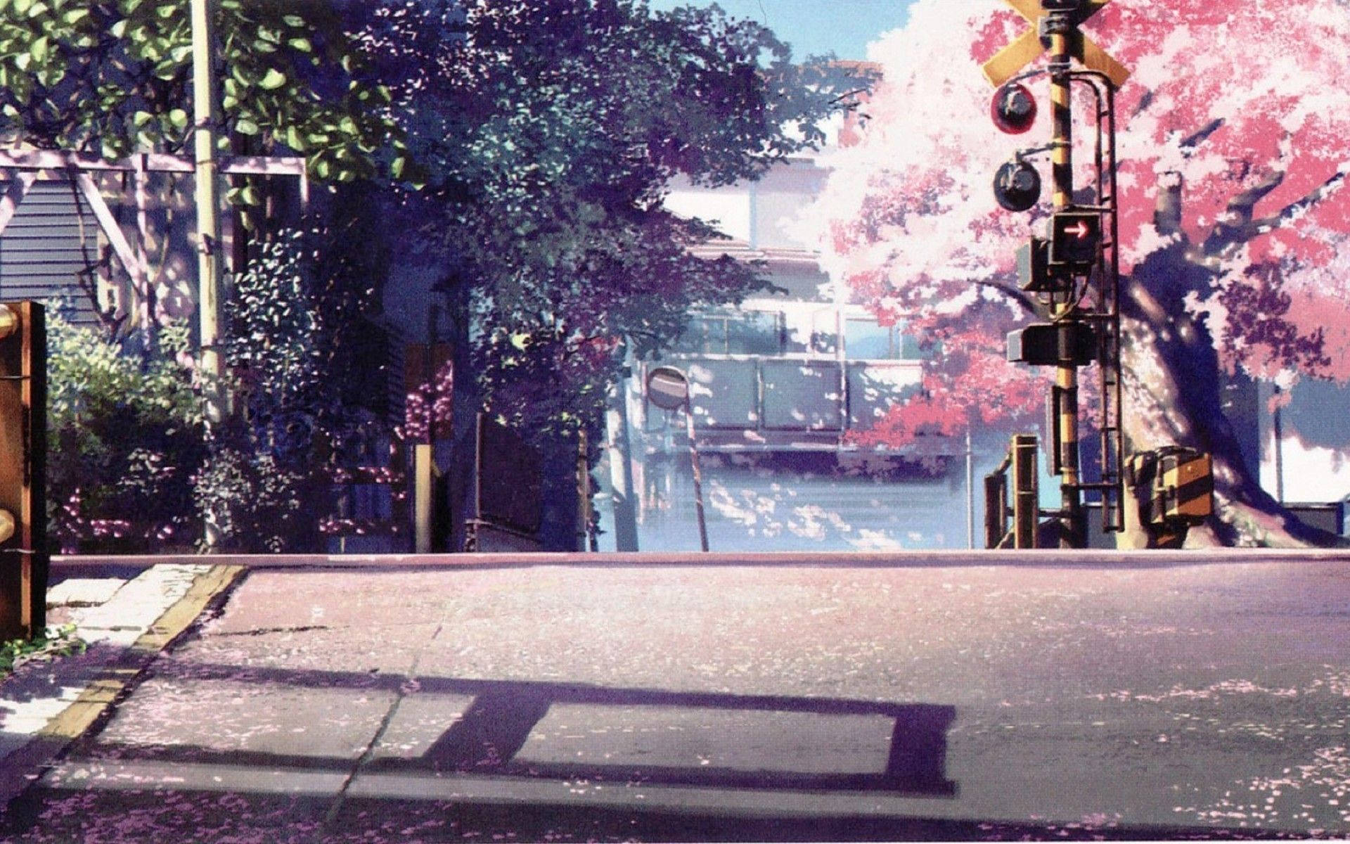 Paisaje Anime de Cerezos en Flor Fondos de pantalla