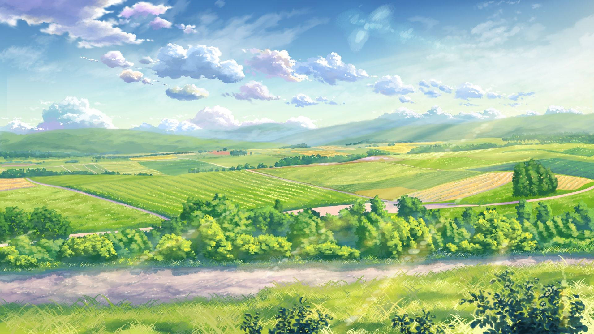 Paisaje Anime de Granja Japonesa Fondos de pantalla
