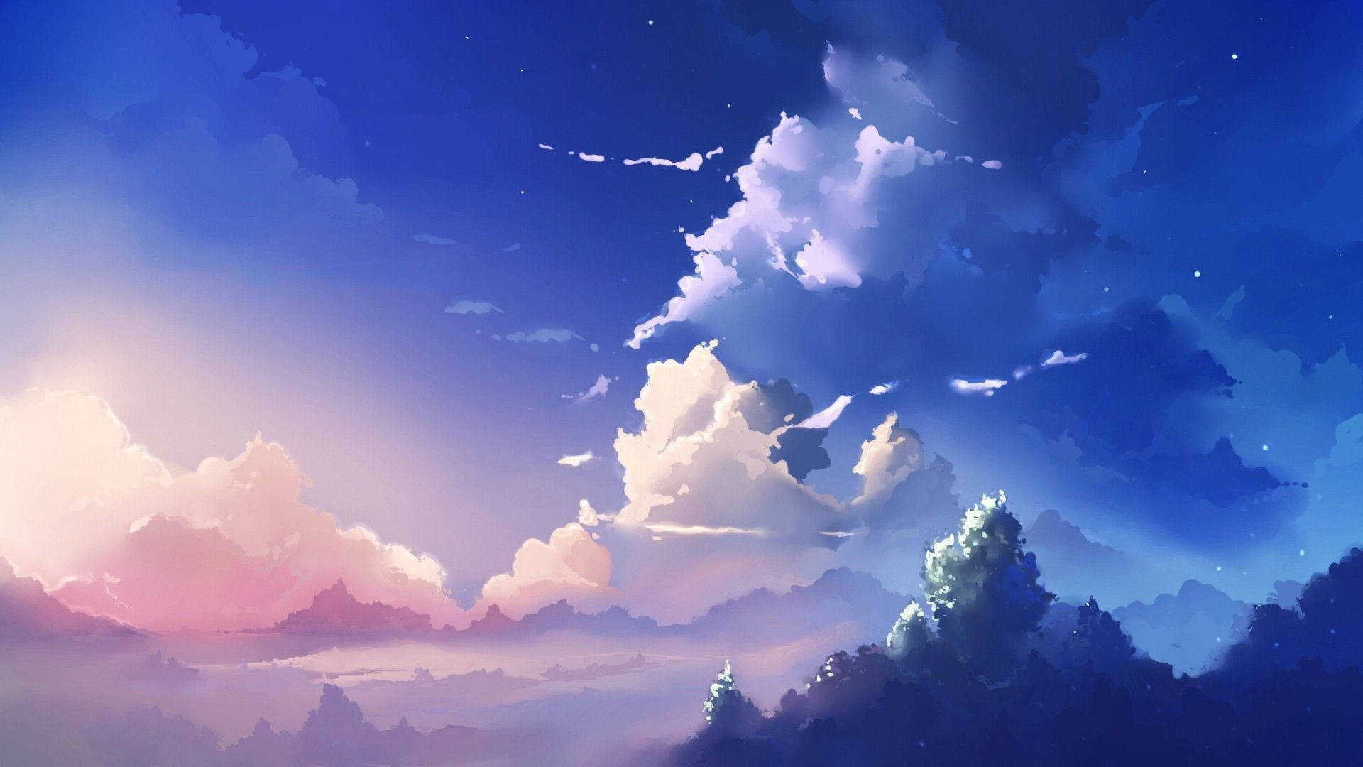 Paisaje Anime de Cielo Azul Profundo Fondos de pantalla