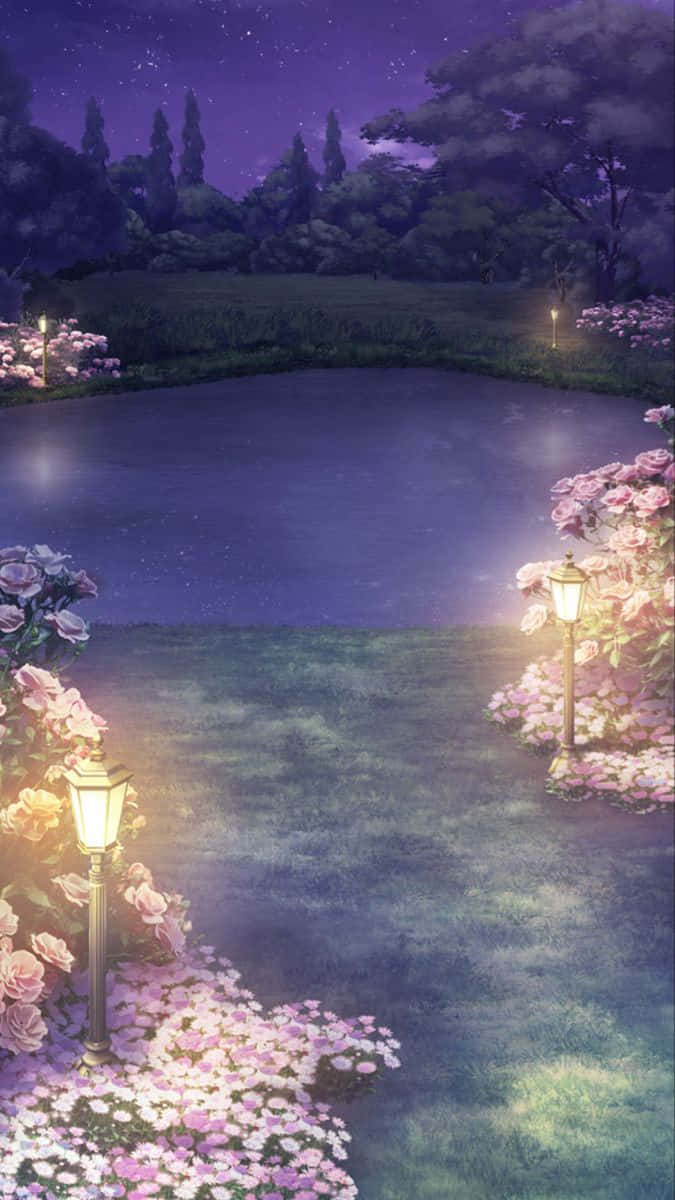 Paisaje Anime Encantador Bajo un Cielo Estrellado Fondos de pantalla