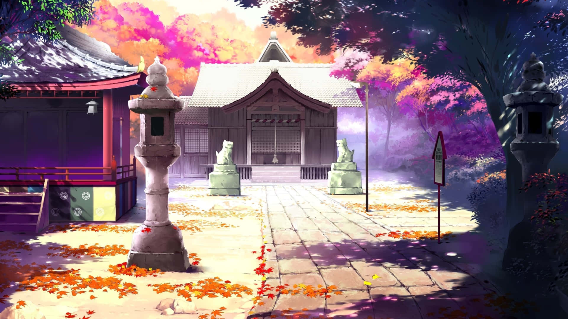 Paisaje Anime Encantador con Árboles de Cerezo Fondos de pantalla