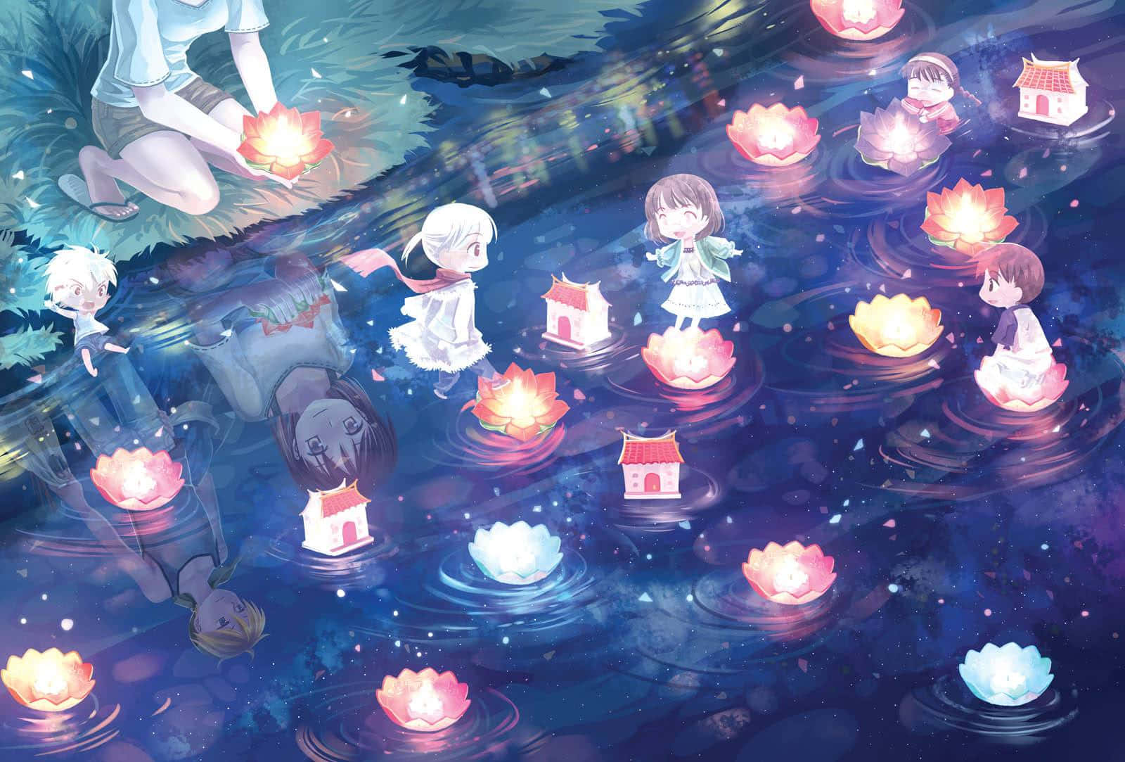 Paisaje Anime Encantador con Islas Flotantes Mágicas Fondos de pantalla