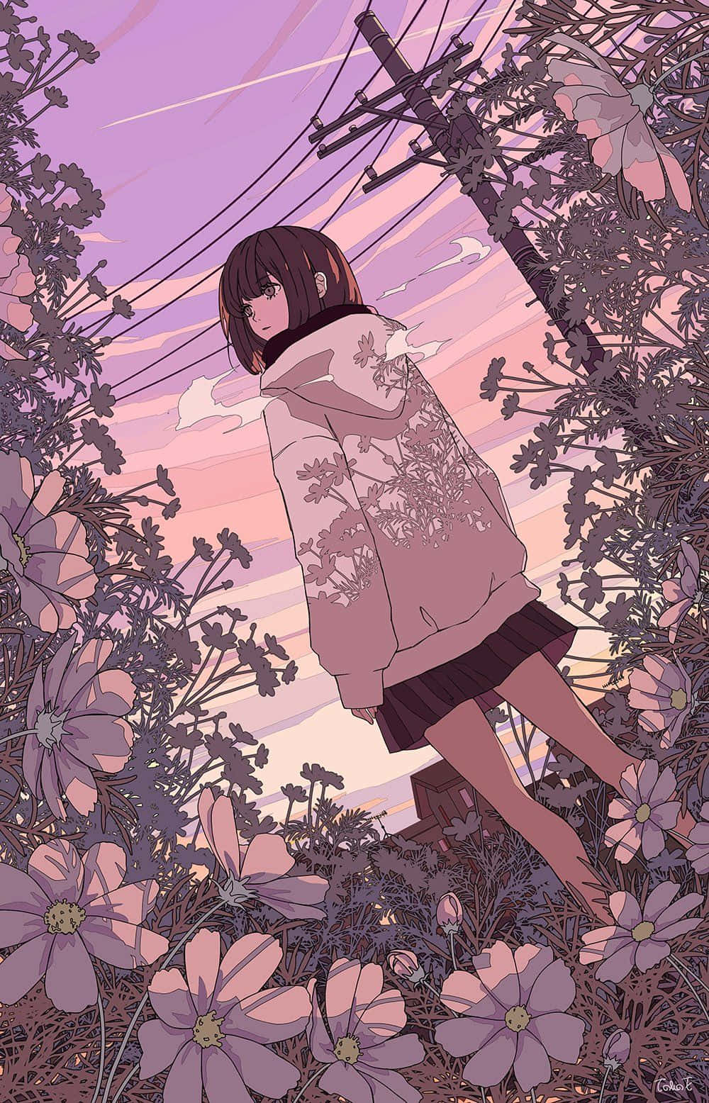 Paisaje Anime Encantador con un Sol Poniente Fondos de pantalla