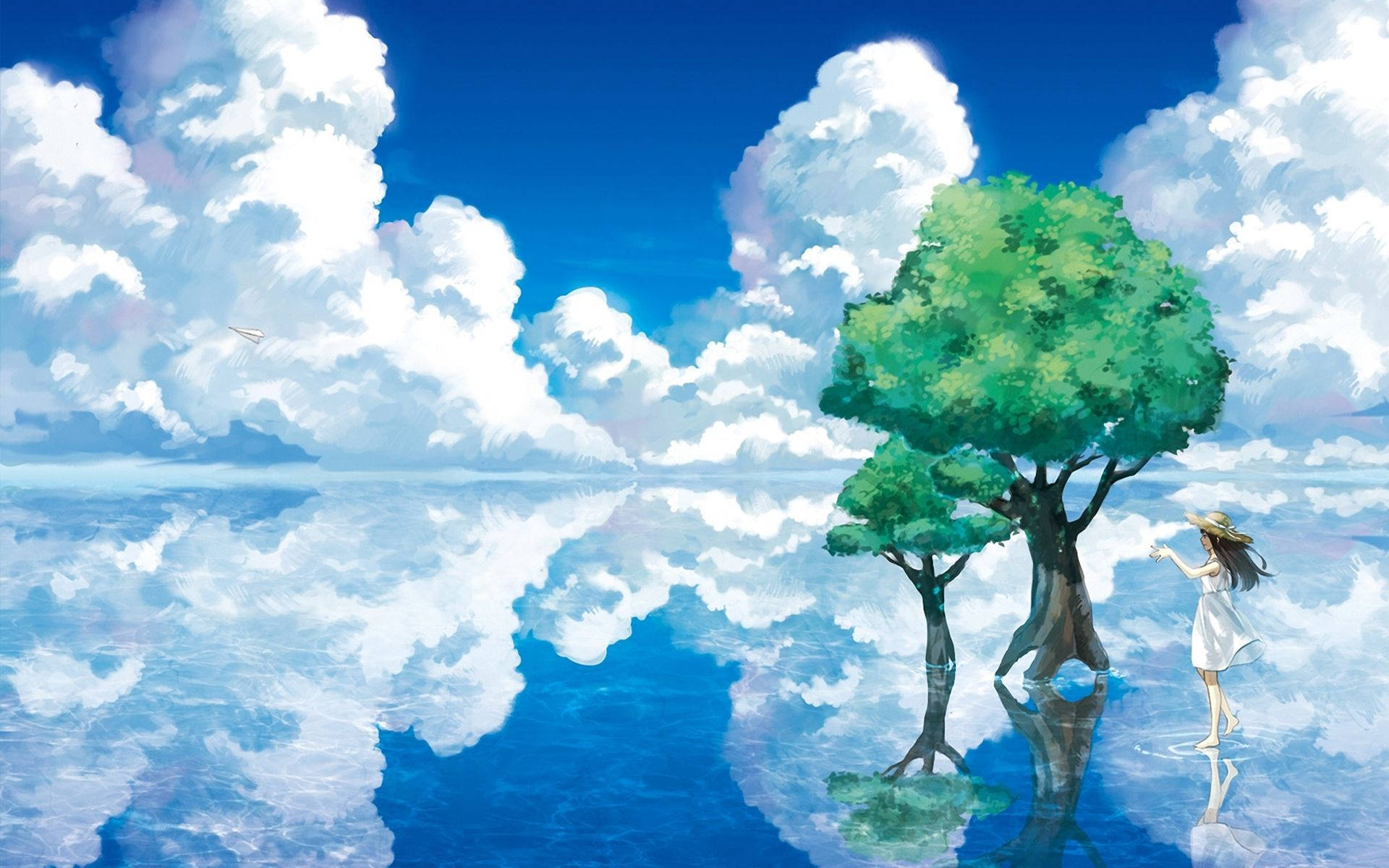 Paisaje Anime Espejo del Lago Fondos de pantalla