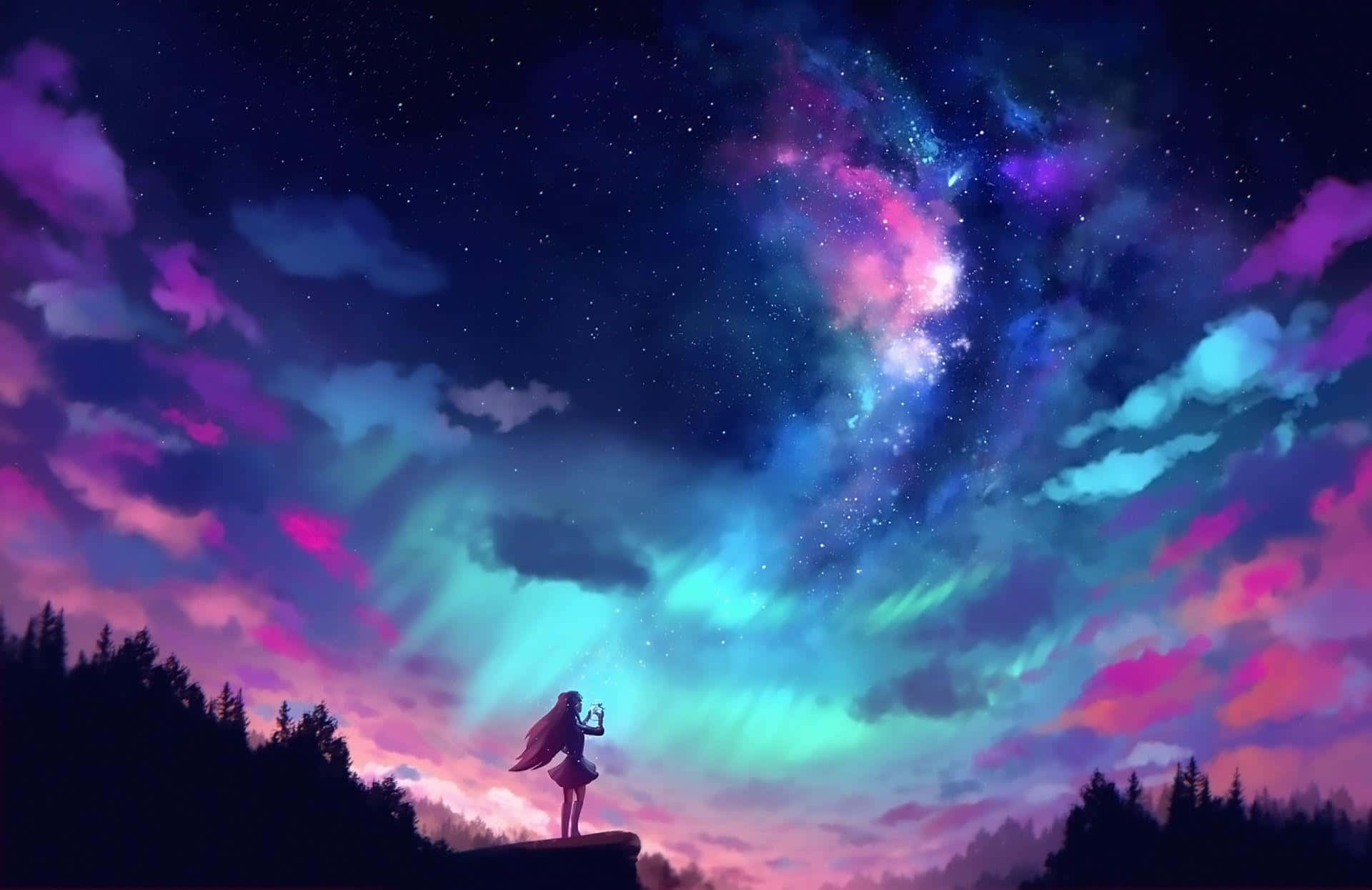 Paisaje Anime Púrpura Encantador Fondos de pantalla