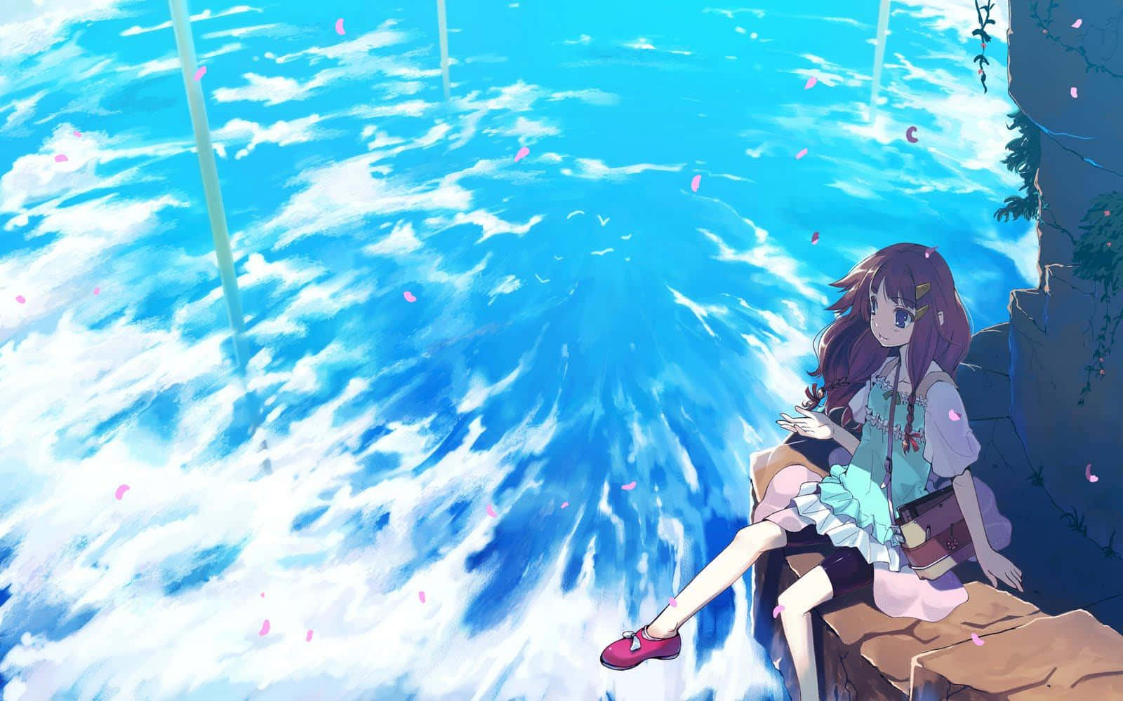Paisaje anime sereno con un atardecer fascinante Fondos de pantalla