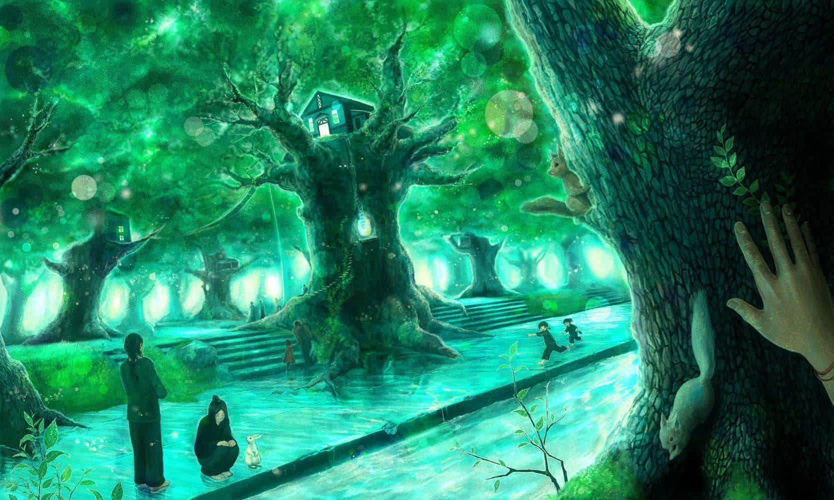 Paisaje Anime Verde Fascinante Fondos de pantalla