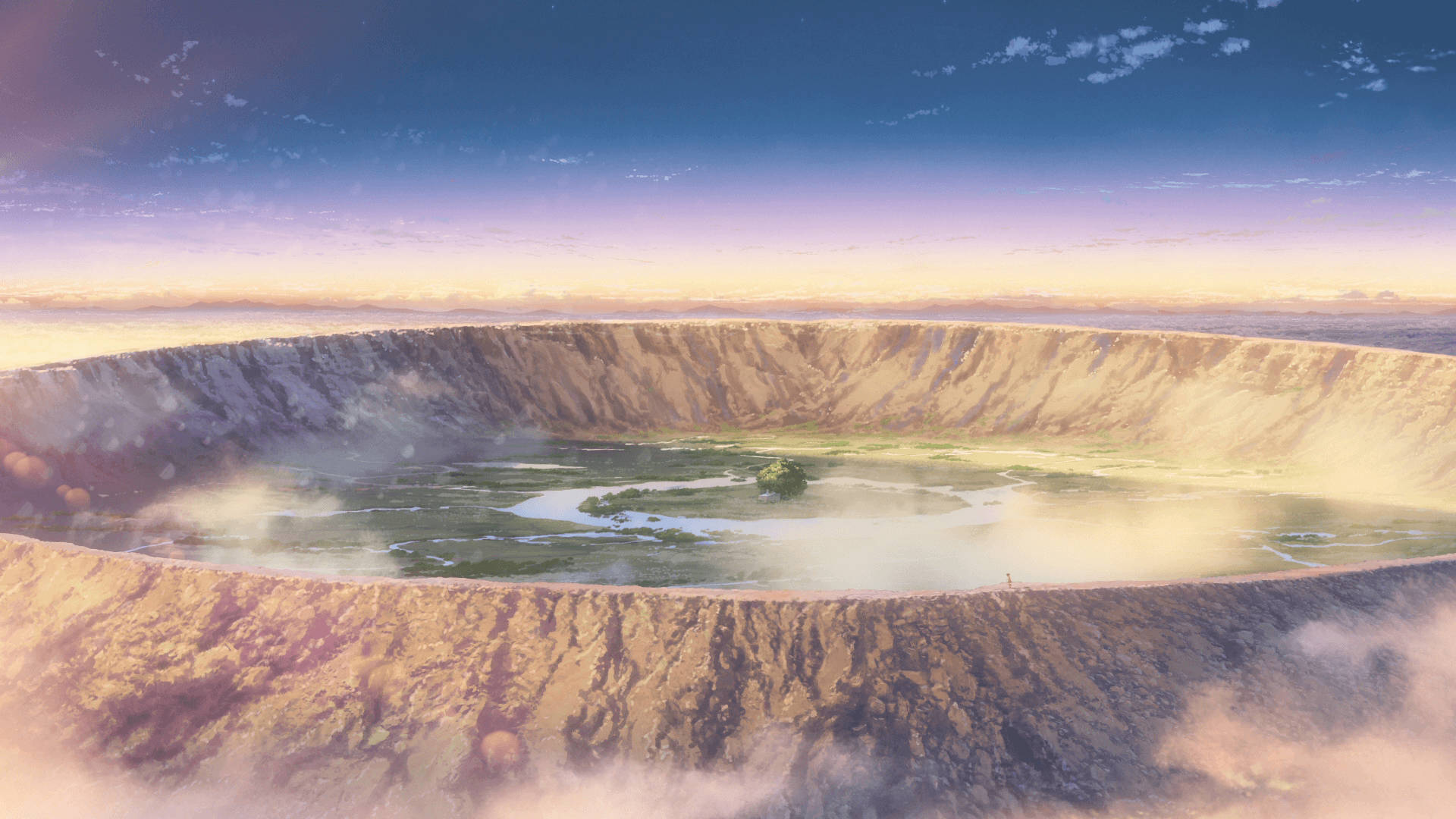 Paisaje de Anime con Cráter Abierto Fondos de pantalla